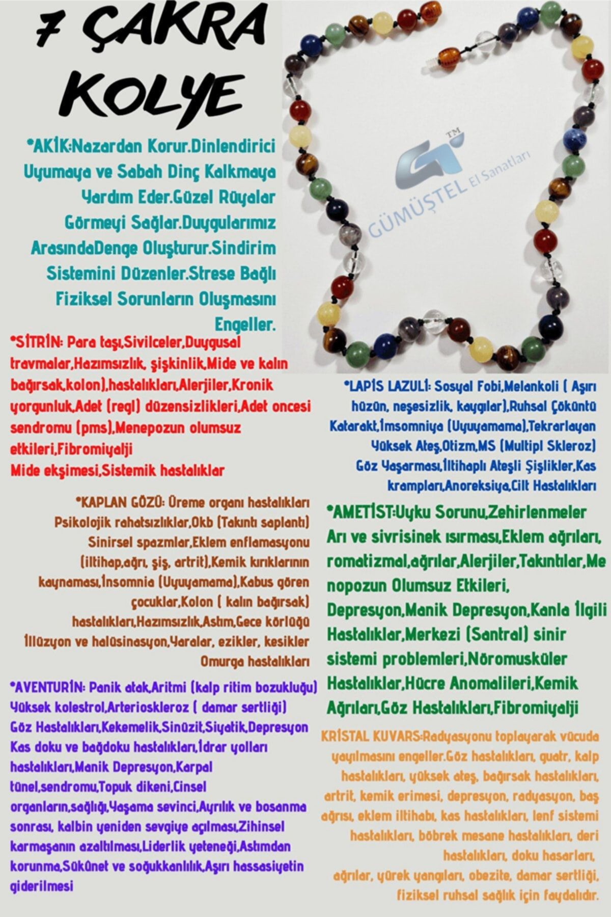 Doğal Taş 7 Çakra Tasarım Kolye Aaa Kalite Akik Sitrin Kaplan Göz