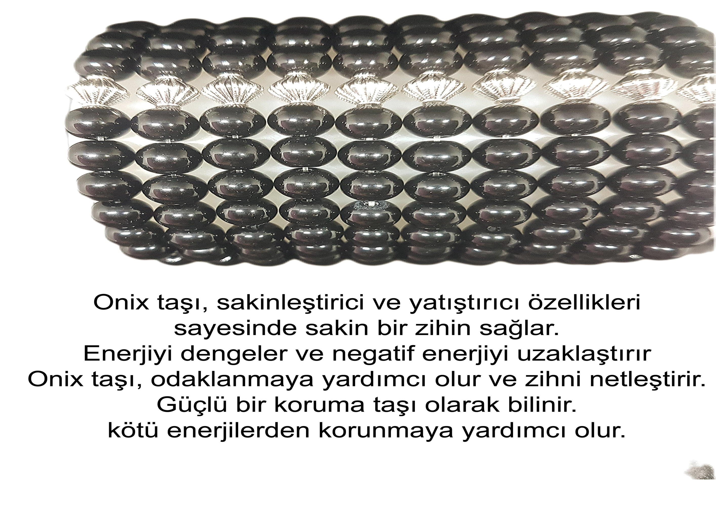 Yurtticaret Doğal Taş Bileklik. Parlak Oniks. Unisex