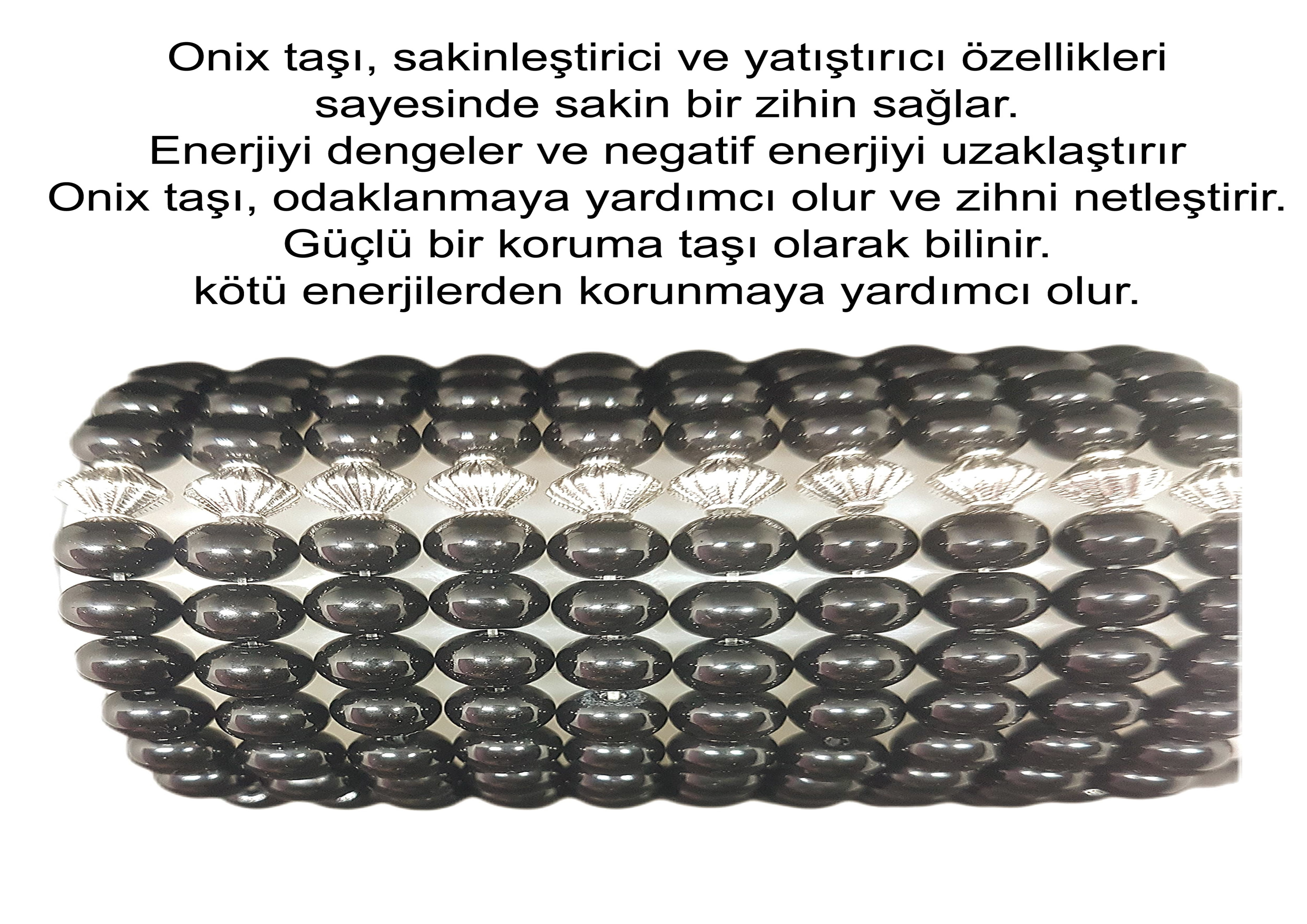 Yurtticaret Doğal Taş Bileklik. Parlak Oniks. Unisex
