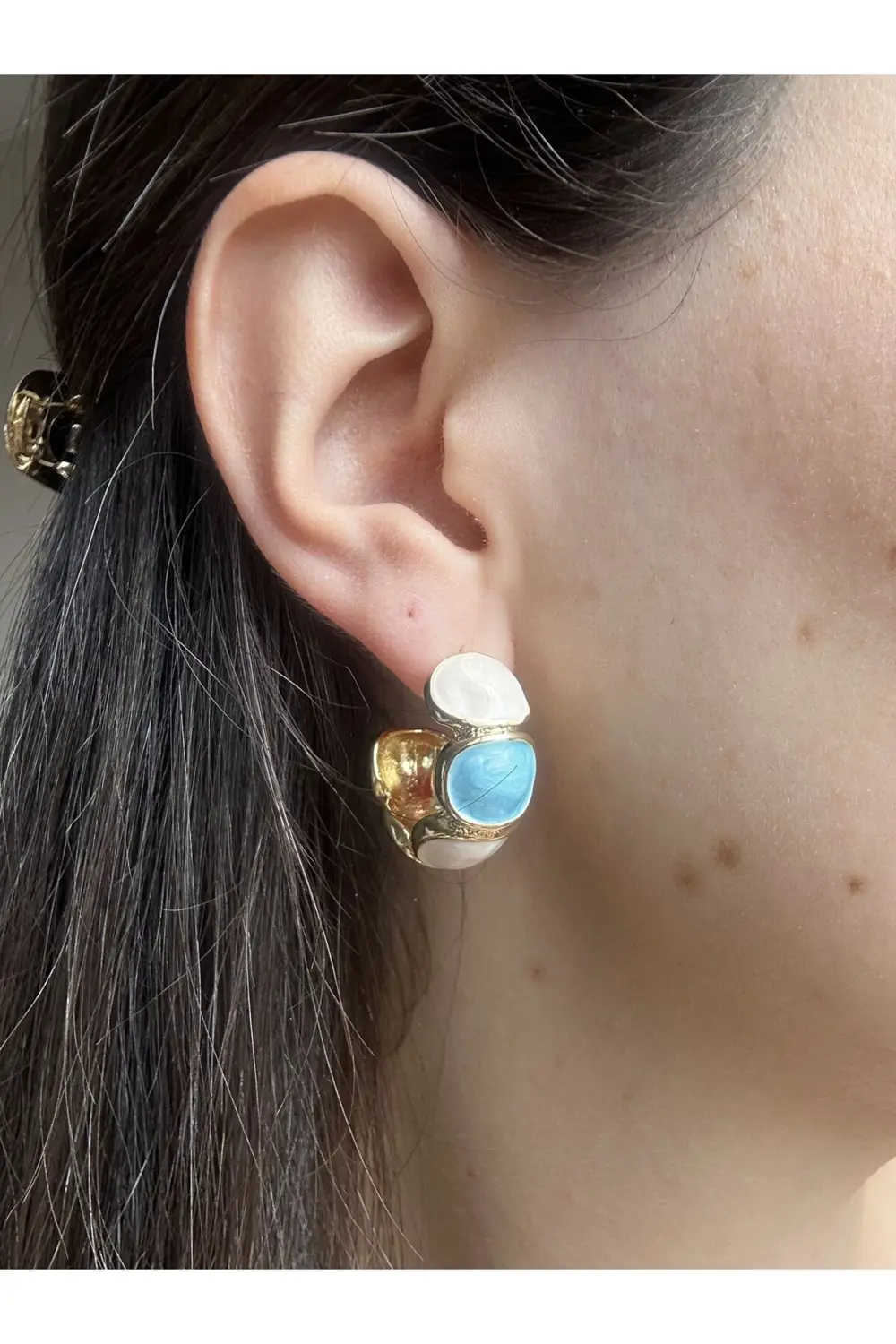 Atelier Emine Doğal Taşlı Halka Küpe