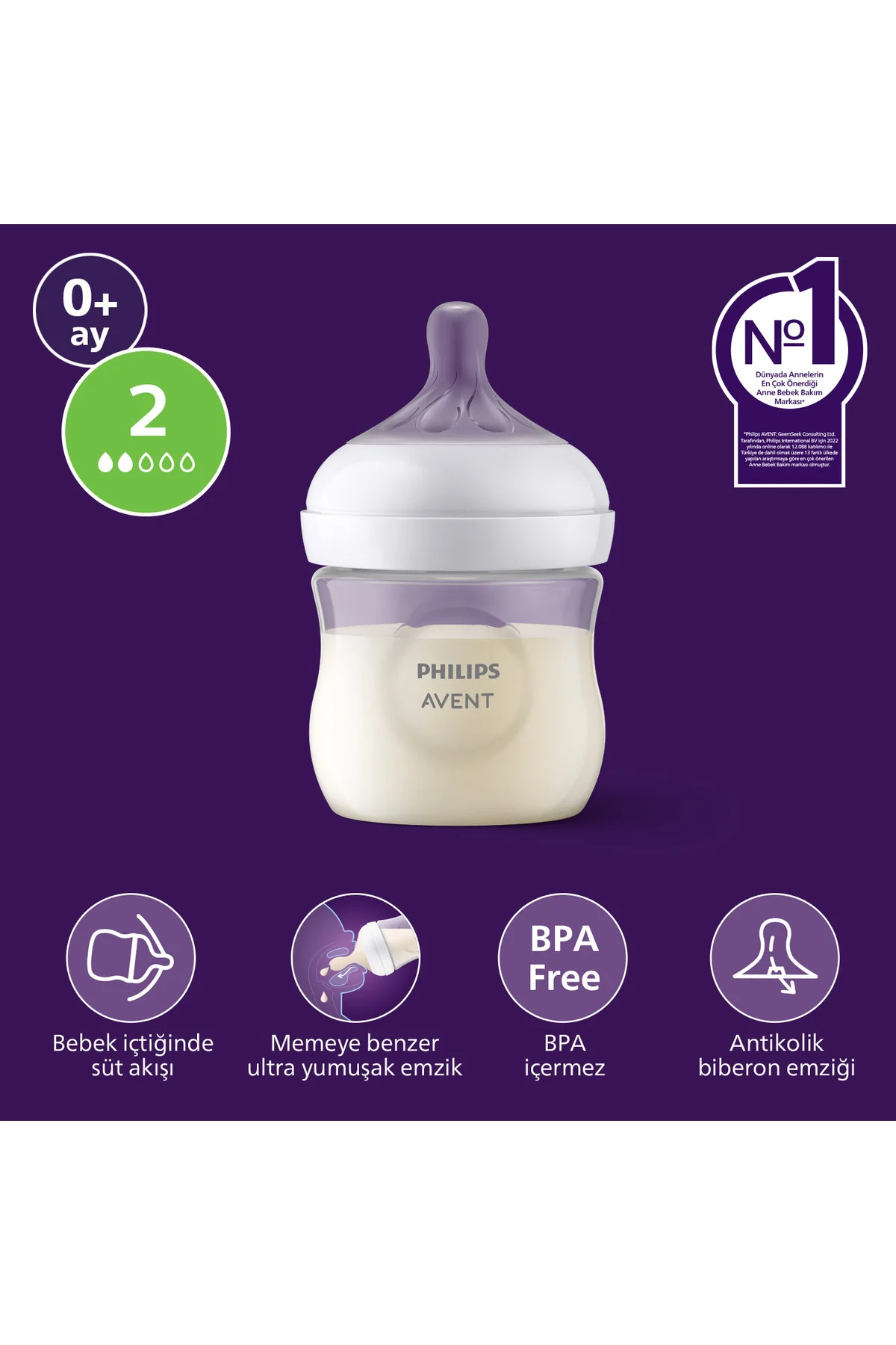 Doğal Tepkili PP Biberon, 125ml, 0+ Ay, SCY900/01