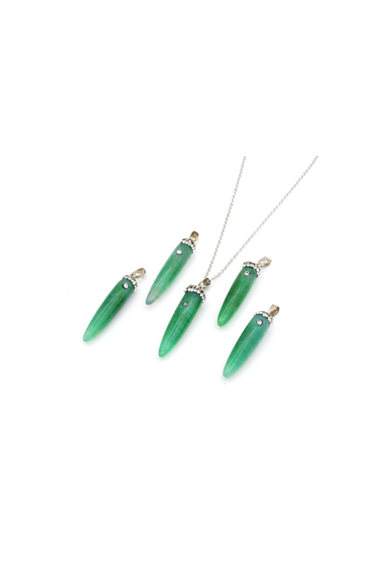 Doğal Yeşil Akik Kolye Ucu 1.kalite 005