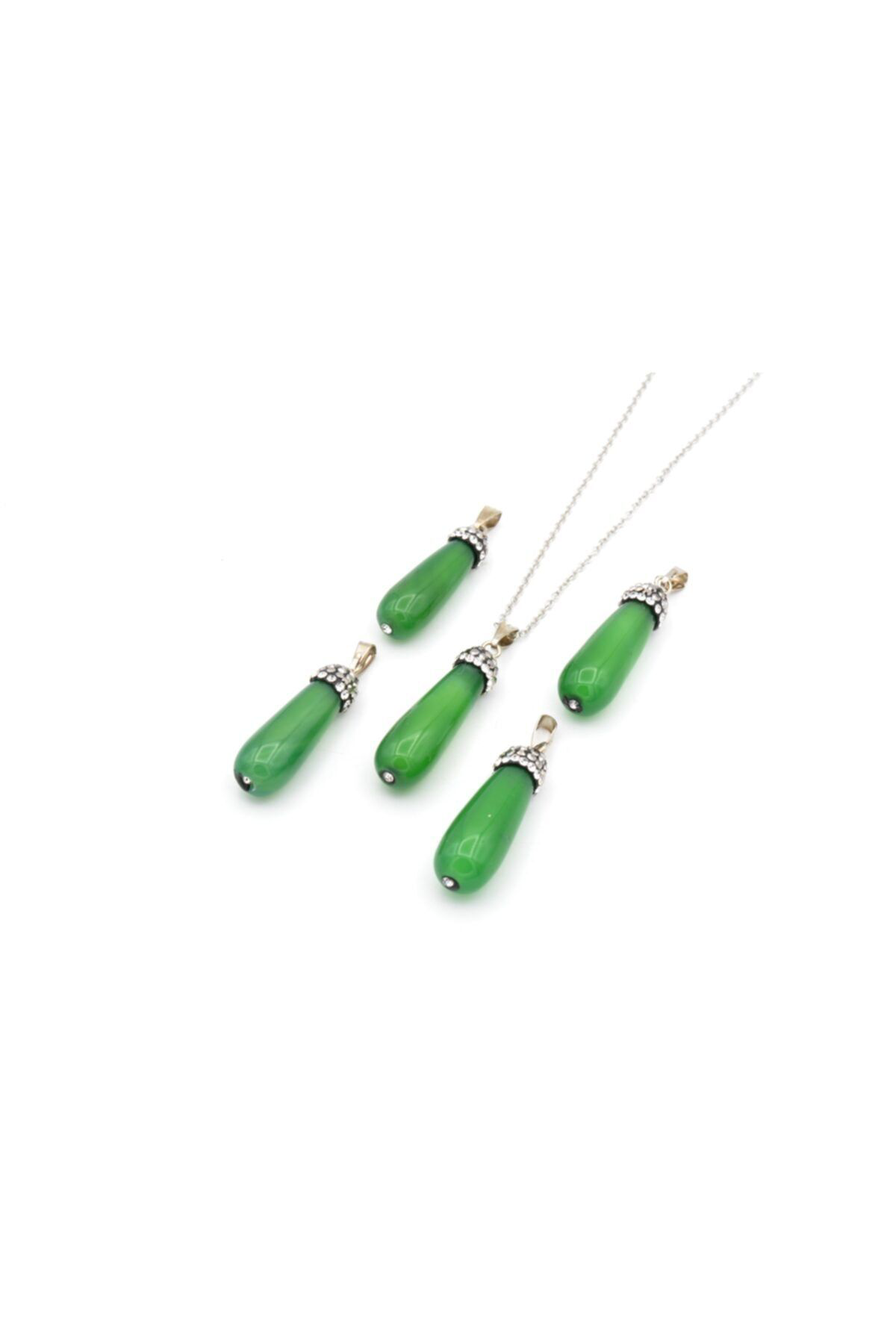 Doğal Yeşil Akik Kolye Ucu 1.kalite 001