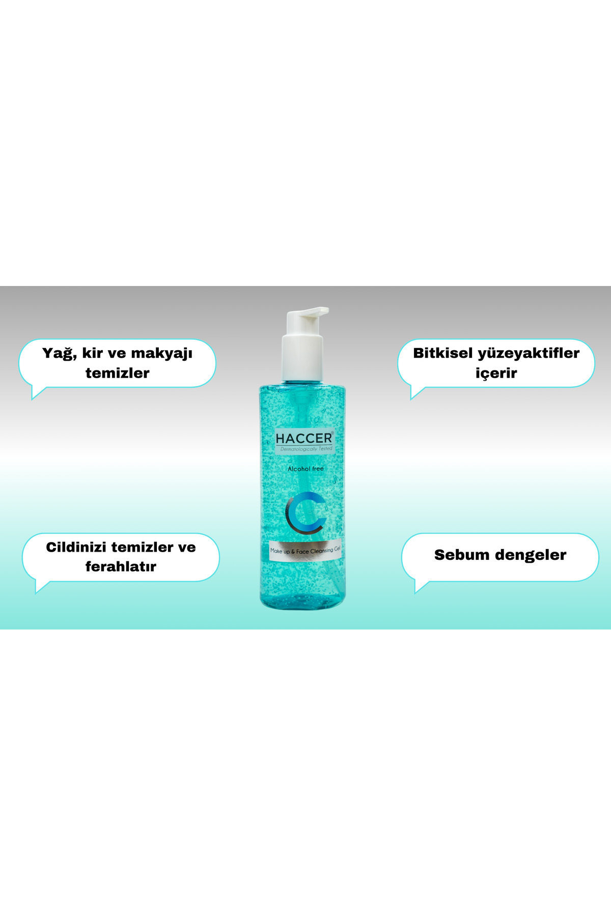 Doğal Yüz Ve Makyaj Temizleme Jeli, Yüz Yıkama Jeli 300 ml Alkols