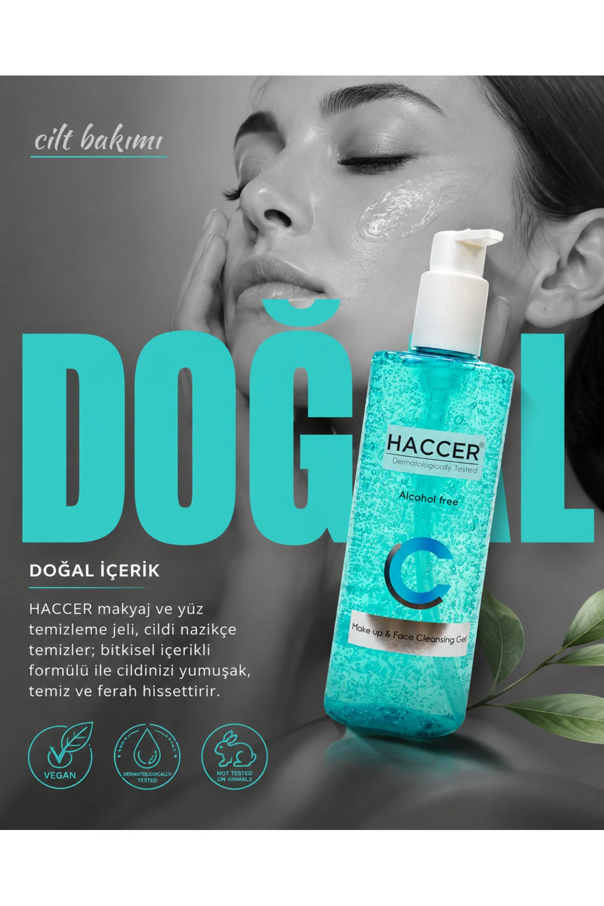 Doğal Yüz Ve Makyaj Temizleme Jeli, Yüz Yıkama Jeli 300 ml Alkols