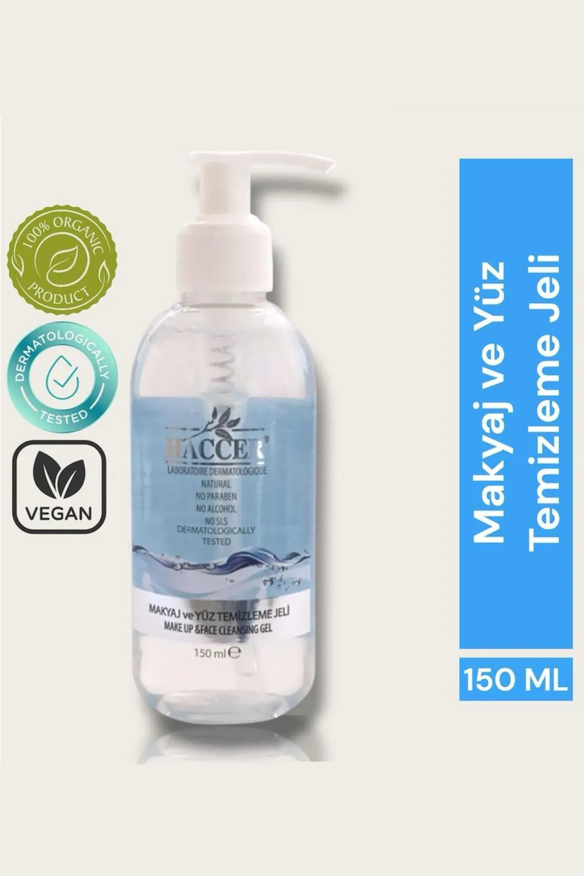 Haccer Doğal Yüz Ve Makyaj Temizleme Jeli 150Ml Alkolsüz