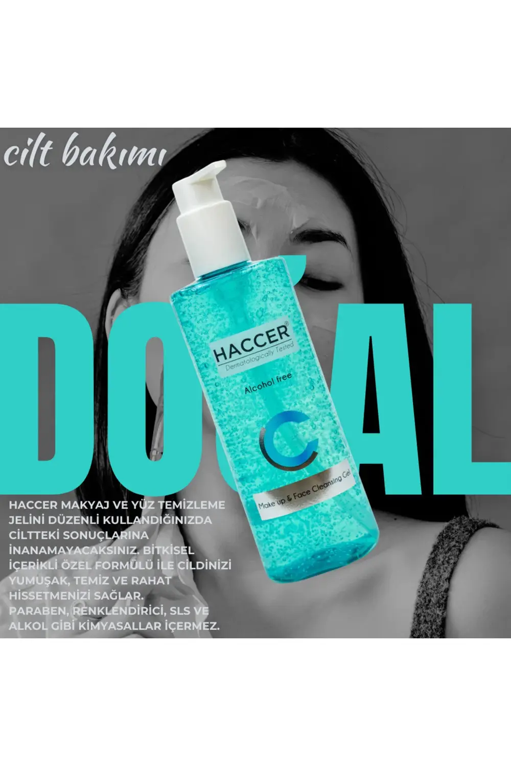 Doğal Yüz Ve Makyaj Temizleme Jeli, Yüz Yıkama Jeli 300 ml Alkols