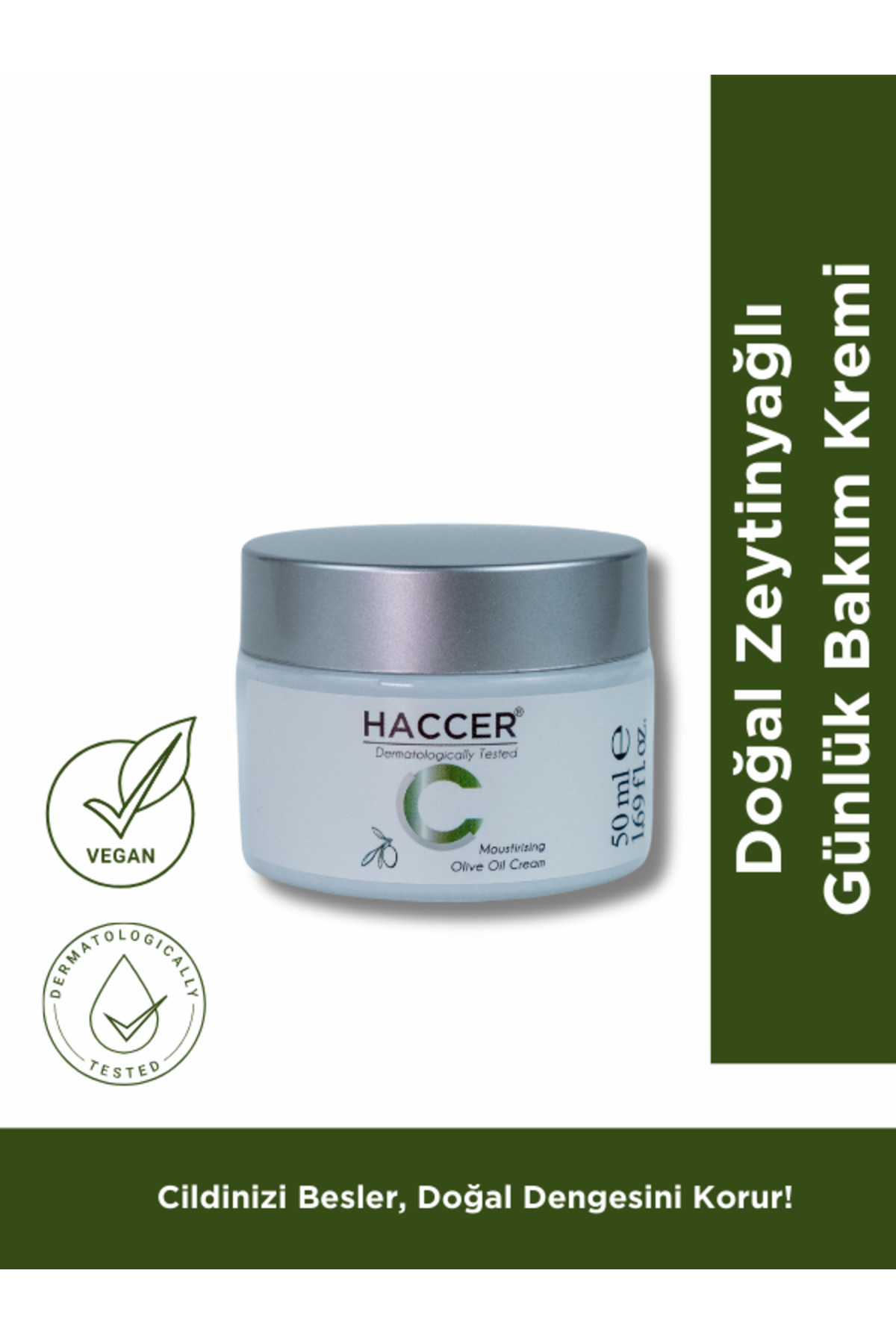 Haccer Doğal Zeytinyağlı Günlük Bakım Kremi 45Ml