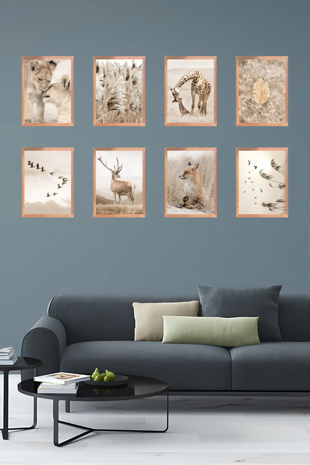 Doğanın Renkleri 8' Parça Çerçeve Görünümlü Modern MDF Tablo Seti