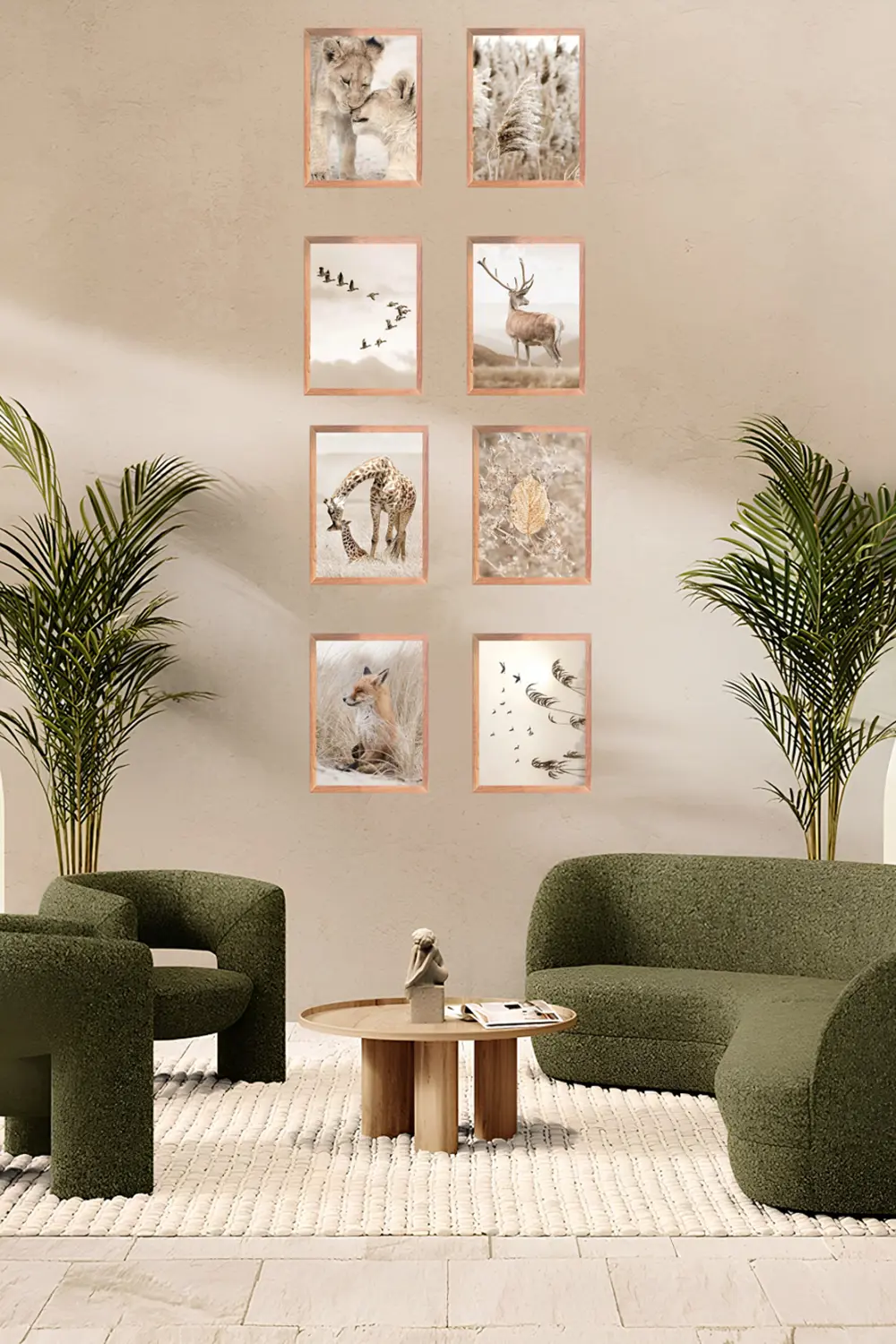 Doğanın Renkleri 8' Parça Çerçeve Görünümlü Modern MDF Tablo Seti