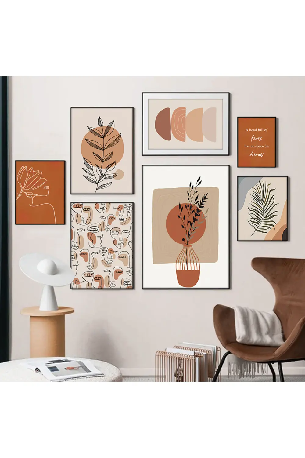 "Doğanın Soyut Uyumu" 7 Parça Çerçeve Görünümlü Modern MDF Tablo 