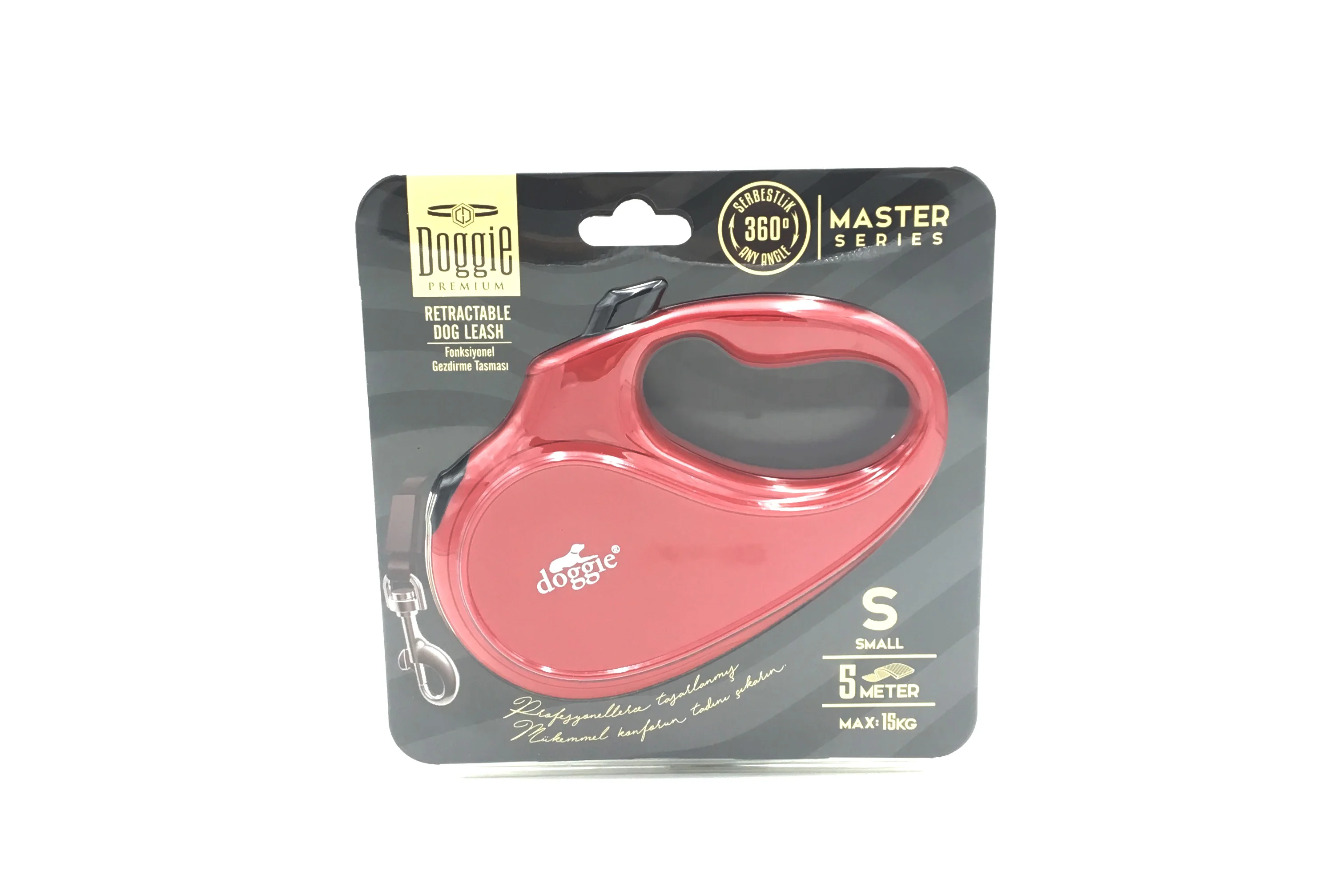 Doggie Master Seri Otomatik Makaralı Köpek Gezdirme 15 kg / 5 M Kırmızı