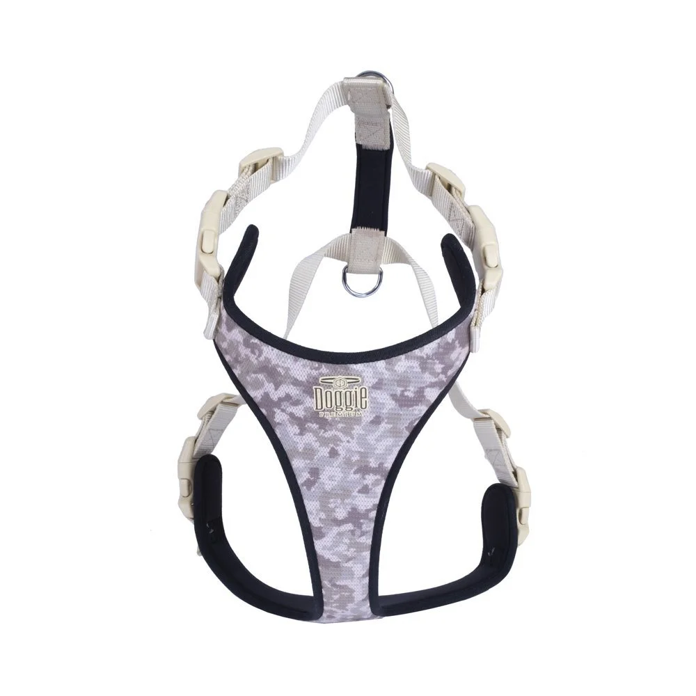 Doggie Yumuşak Softlu Köpek Göğüs Tasması 50/70 cm Kamuflaj Açık