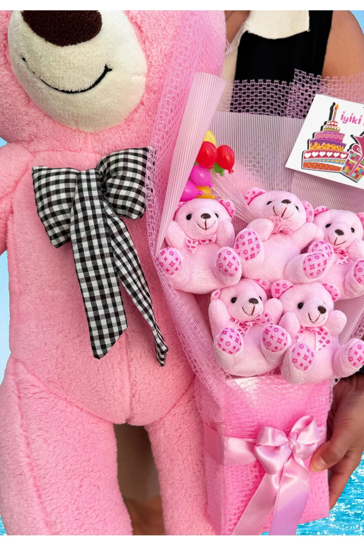 Doğum Günü Hediye - 90cm Pembe Ayıcık ve Doğum Günü Hediyesi Ayıc
