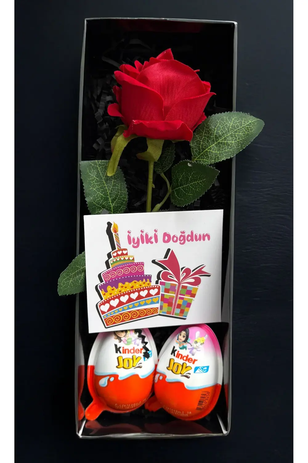 Dogum Gunu Hediyesi Kiza 25cm Mor Ayıcık Kırmızı Gül ve Kinder Jo