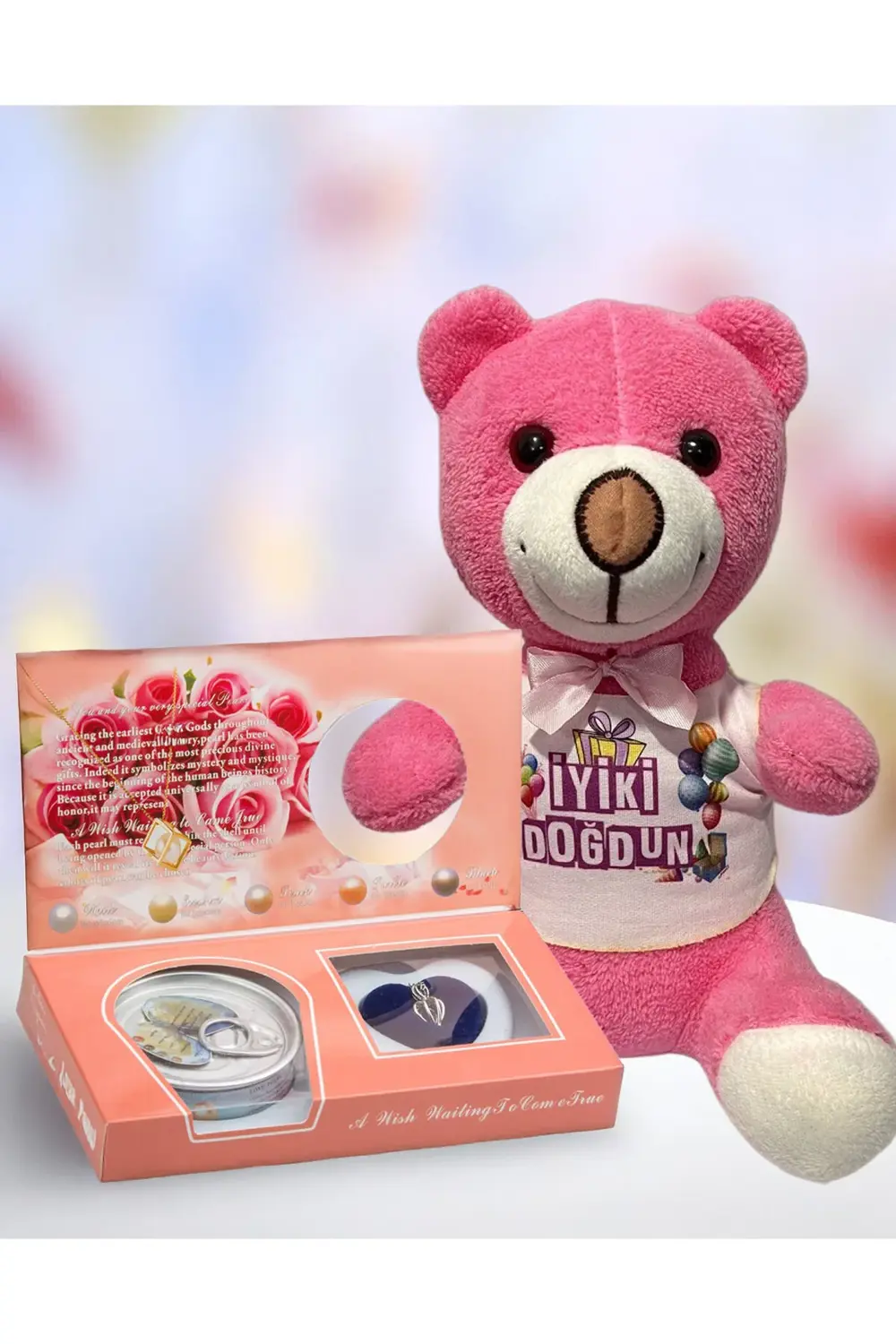 Dogum Gunu Hediyesi Kiza Pembe Ayıcık ve İstiridye İçinde İnci Ko