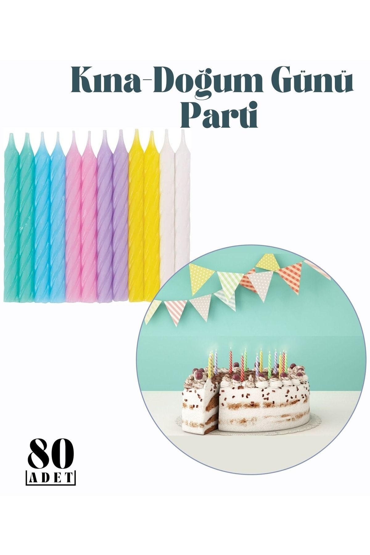Transformacion Doğum Günü Kina Parti Kutlama Mumu 80 Adet