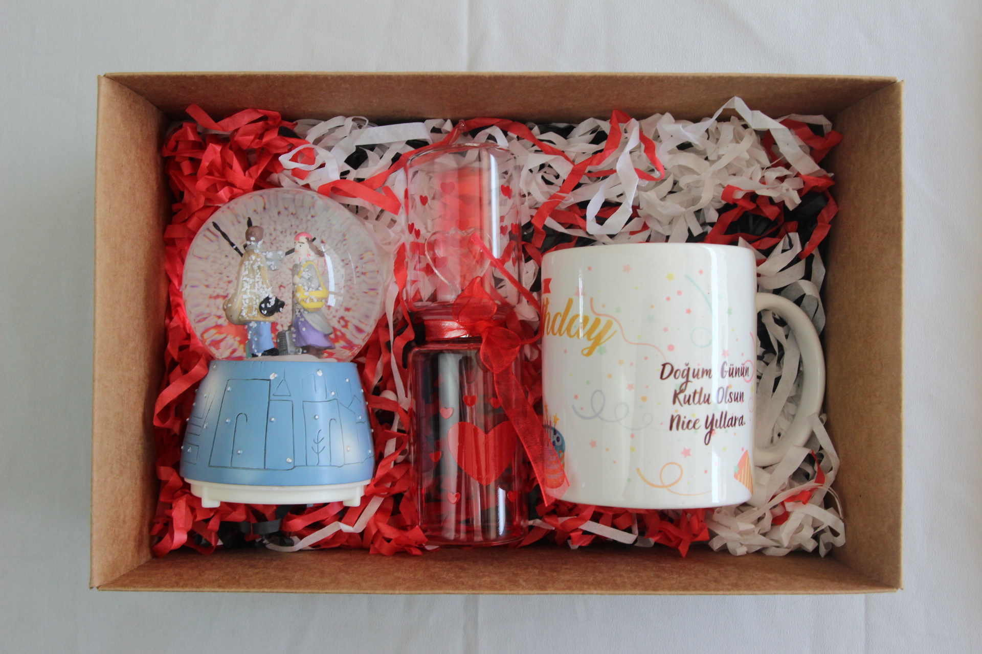 Home Doğum Günü Kupa Bardak Aşk Ölçer Ve Aşıklar Temalı Kar Küresi Set