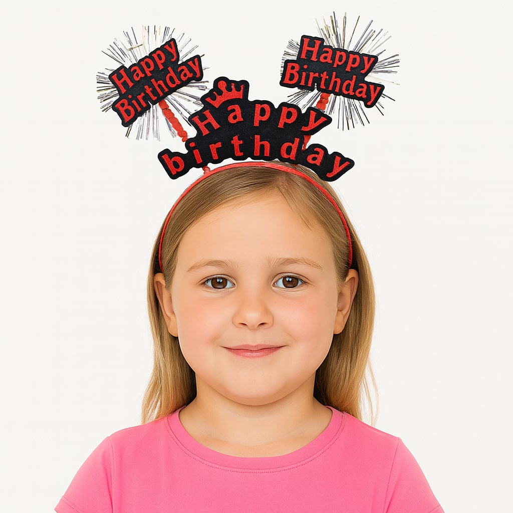 Doğum Günü Kutlaması İçin Kırmızı Taç – Işıltılı Yazılı Parti Tac