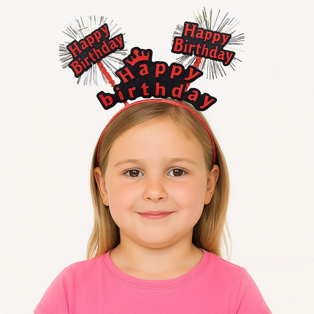 Doğum Günü Kutlaması İçin Kırmızı Taç – Işıltılı Yazılı Parti Tac