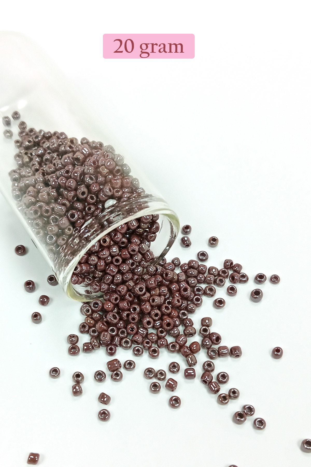Dökme Cam Kum Boncuk (8/0) 3 mm - 20 Gram - Parlak Koyu Kestane -