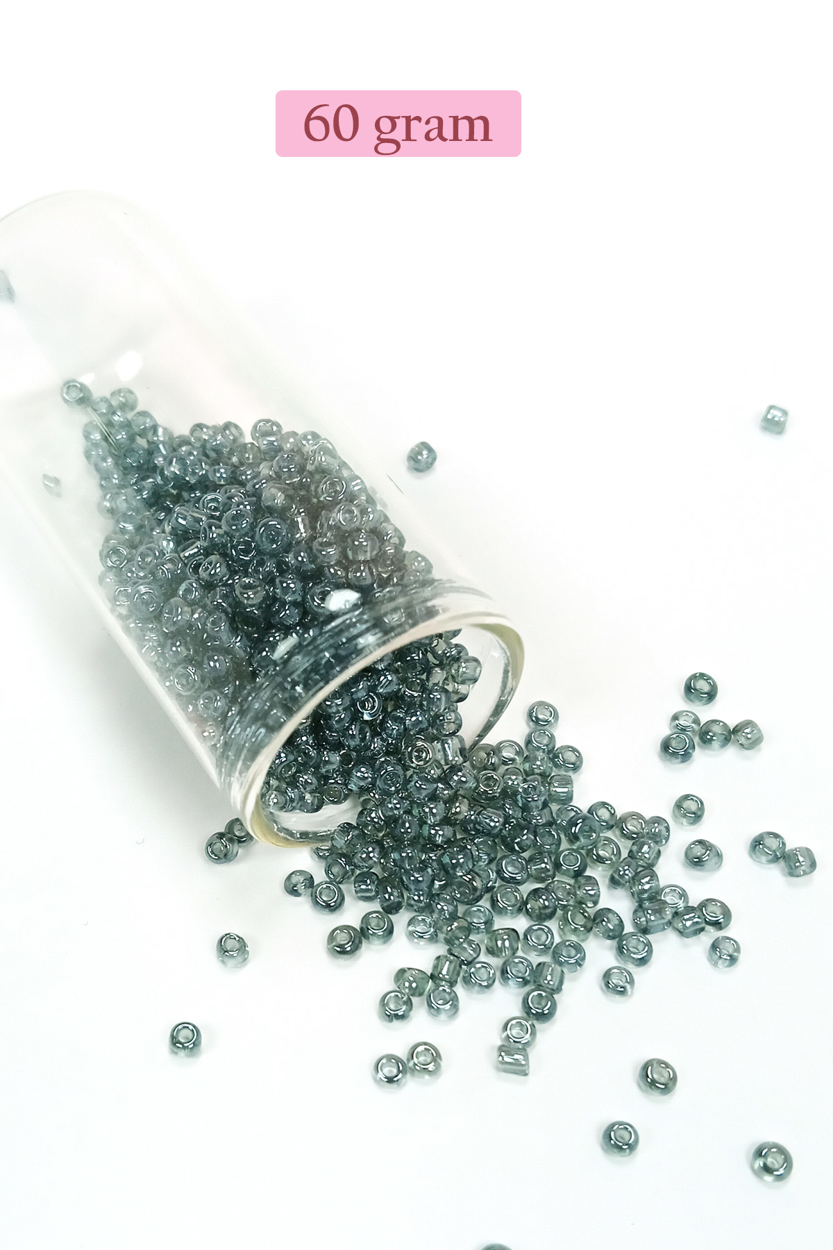 Dökme Cam Kum Boncuk (8/0) 3 mm - 60 Gram - Şeffaf Gri - BNC215