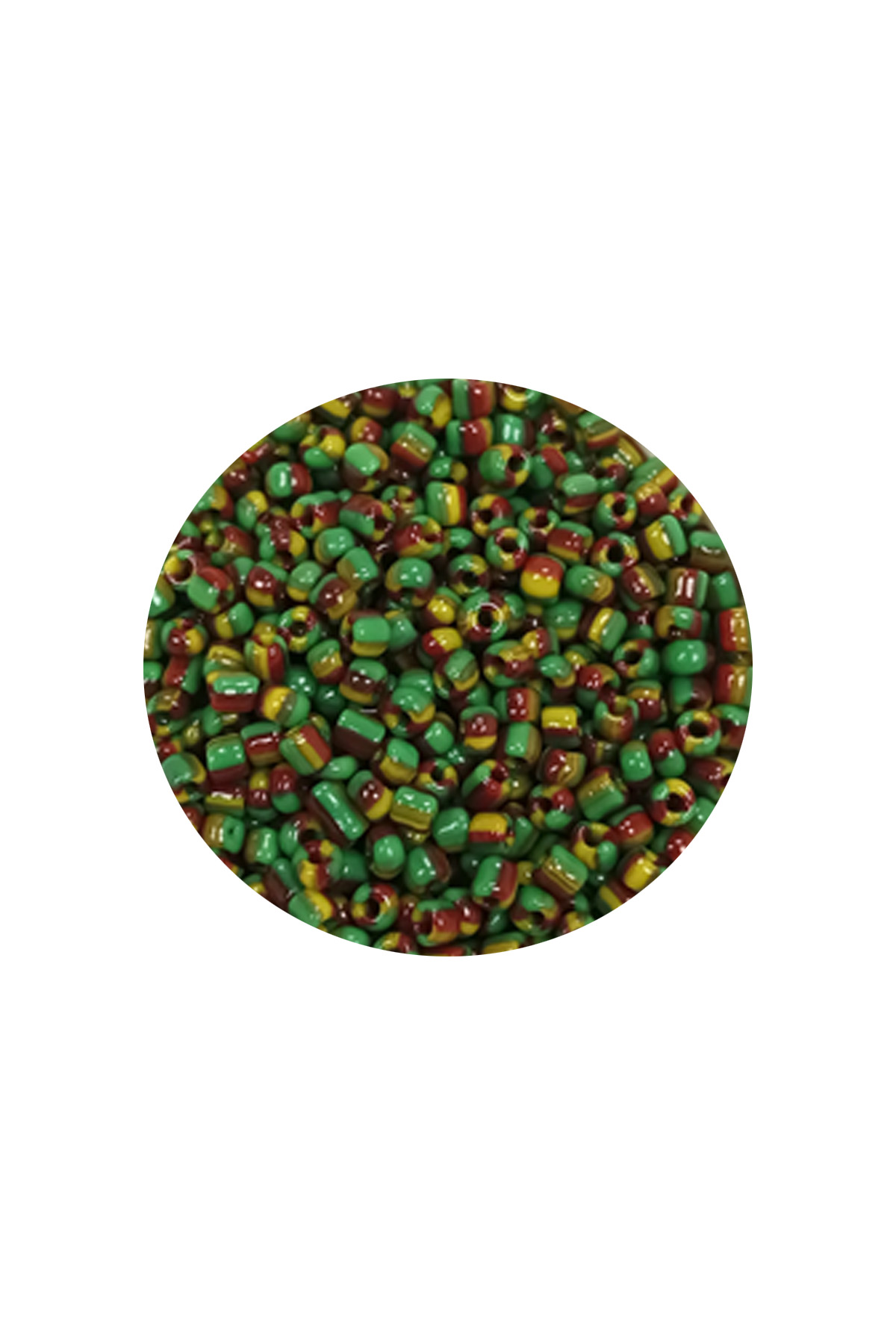 Dökme Cam Kum Boncuk (11/0) 2 mm - 20 Gram -  Yeşil Sarı Çizgili 