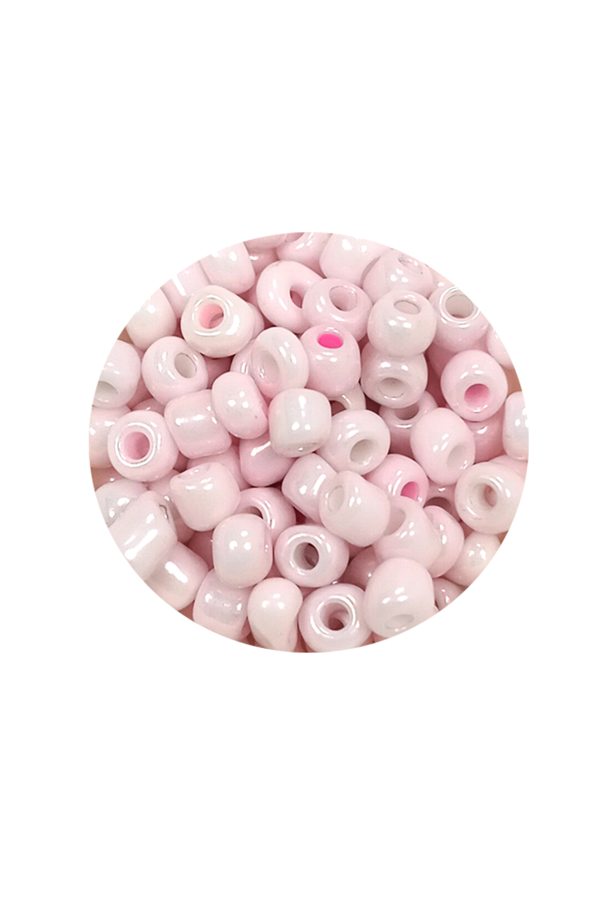 Dökme Cam Kum Boncuk Büyük Boy (6/0) 4 mm - 20 Gram - Toz Pembe -
