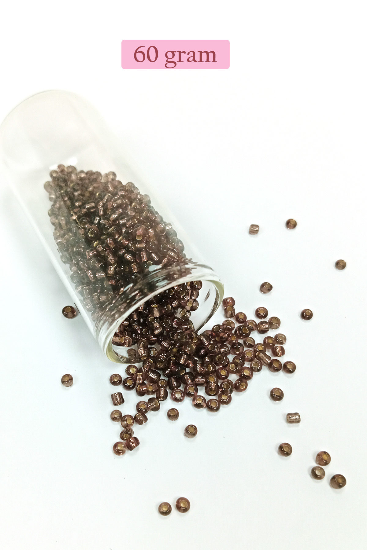 Dökme Cam Kum Boncuk (8/0) 3 mm - 60 Gram - Şefaff Alacalı Kahve 