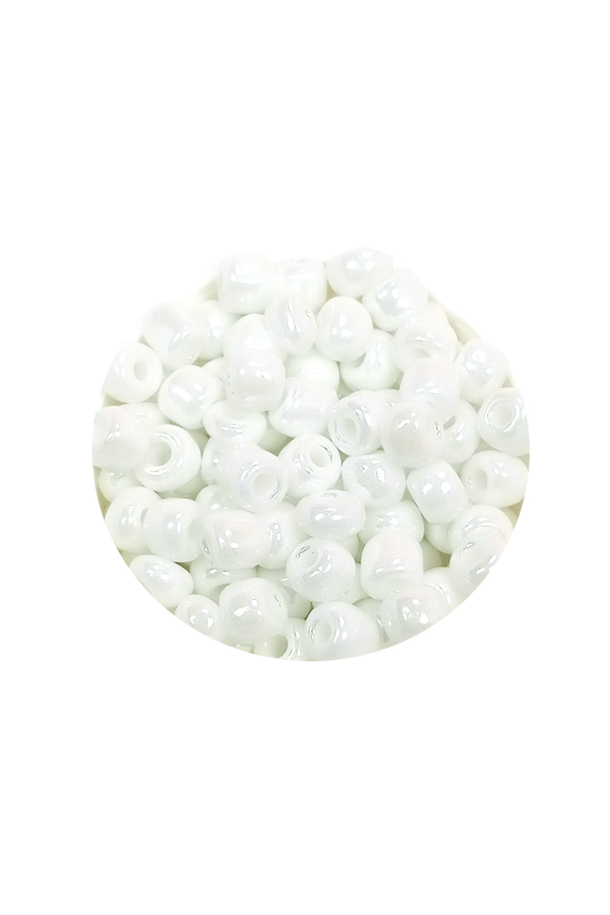 Dökme Cam Kum Boncuk Büyük Boy (6/0) 4 mm - 20 Gram - Kar Beyaz -