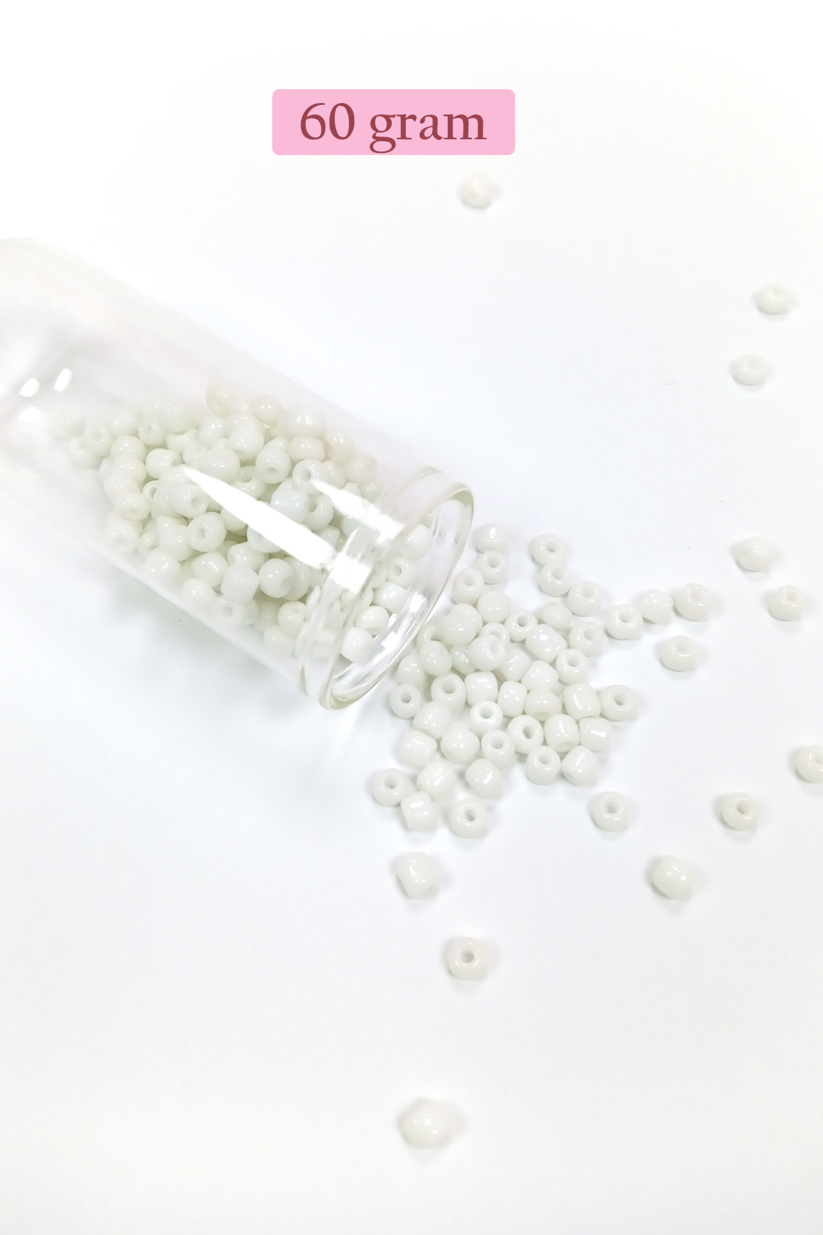 Dökme Cam Kum Boncuk Büyük Boy (6/0) 4 mm - 60 Gram - Beyaz - BNC
