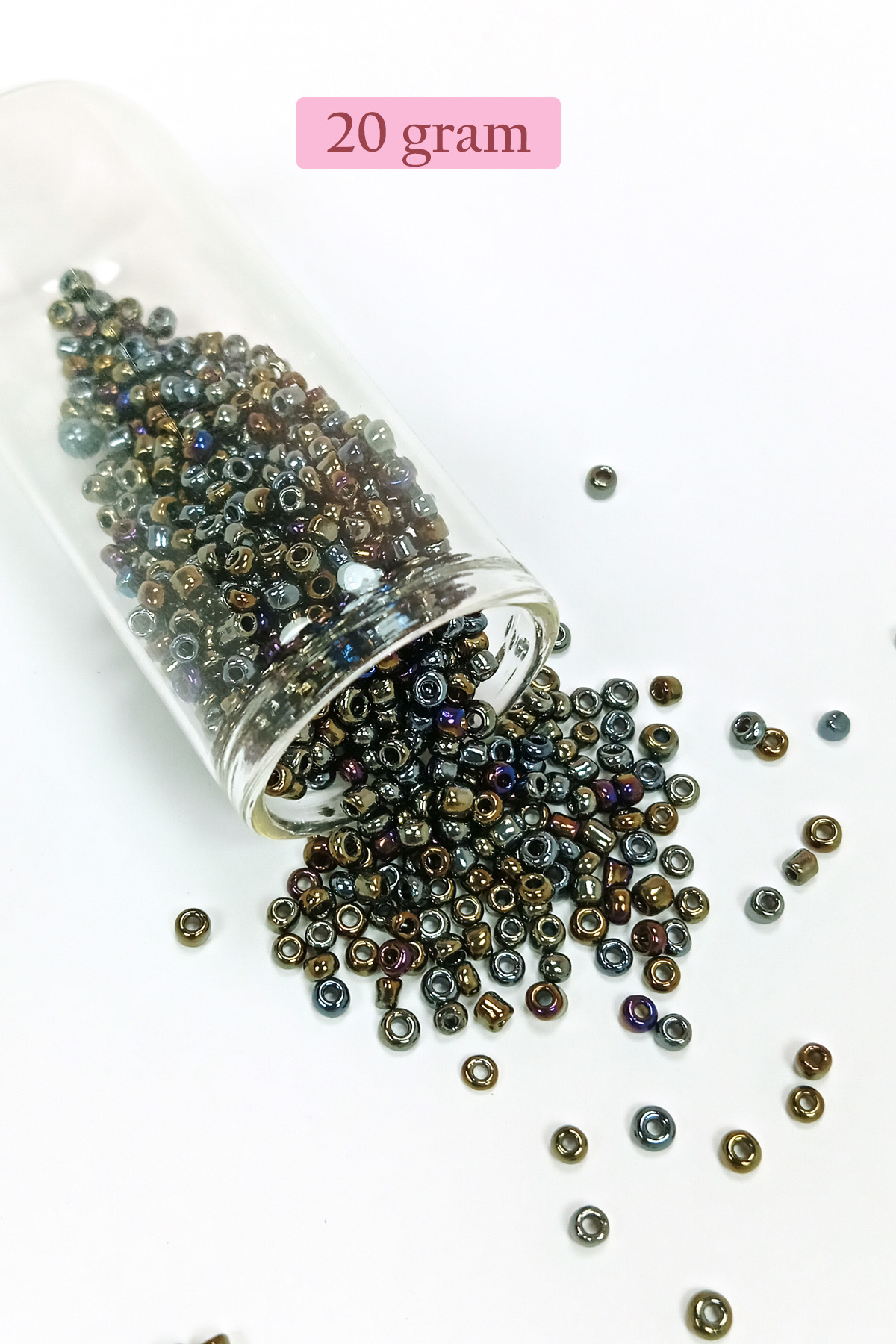 Dökme Cam Kum Boncuk (8/0) 3 mm - 4 Renk - Toplam 80 Gram - BNC41
