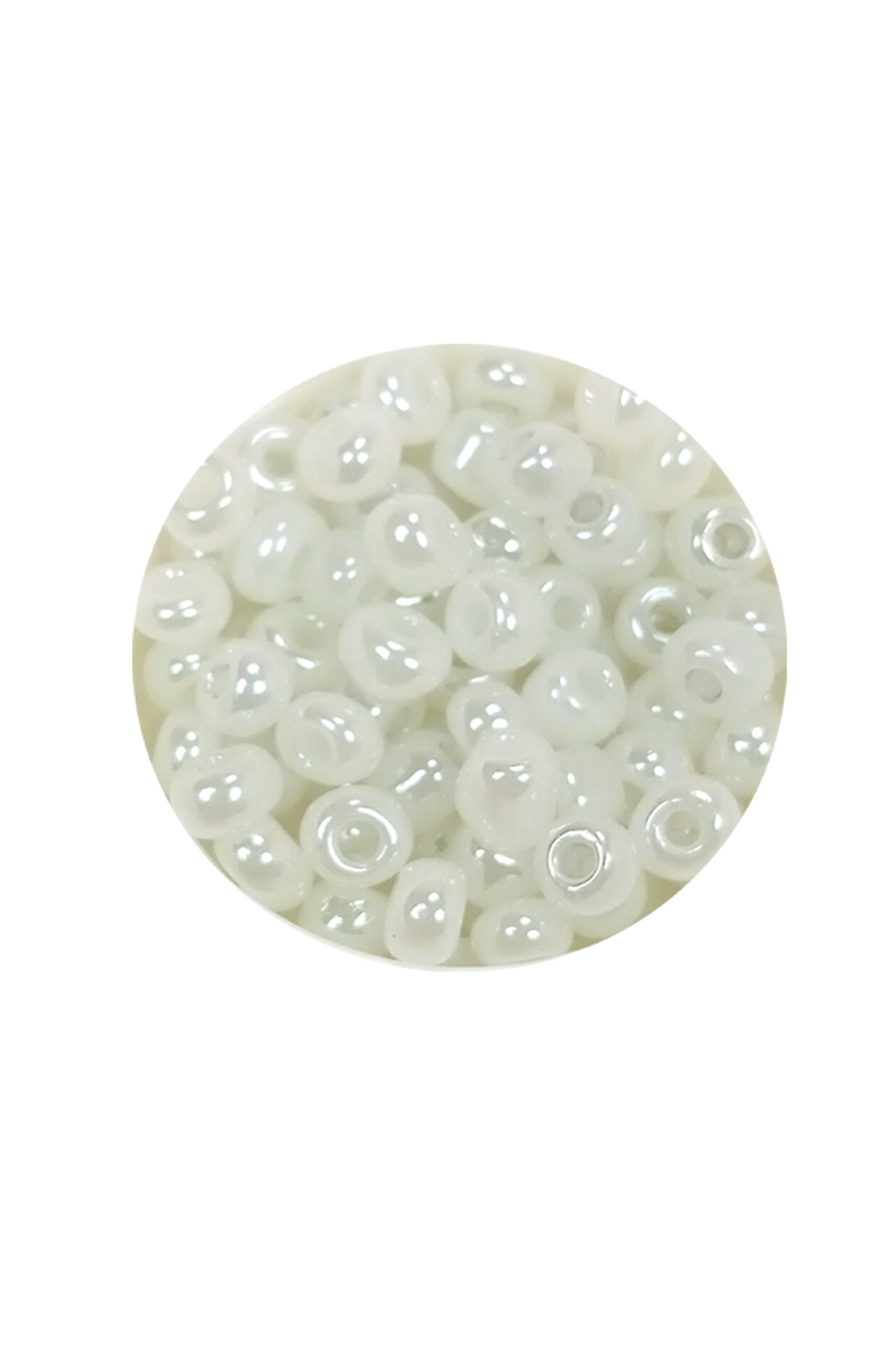 Dökme Cam Kum Boncuk Büyük Boy (6/0) 4 mm - 20 Gram - İnci Beyaz 