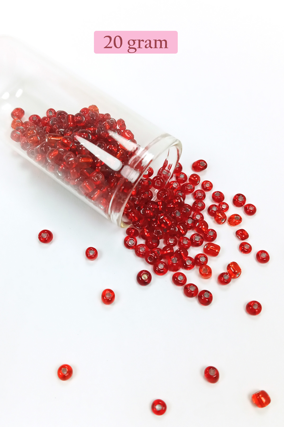 Dökme Cam Kum Boncuk Büyük Boy (6/0) 4 mm - 20 Gram - Şeffaf Kırm