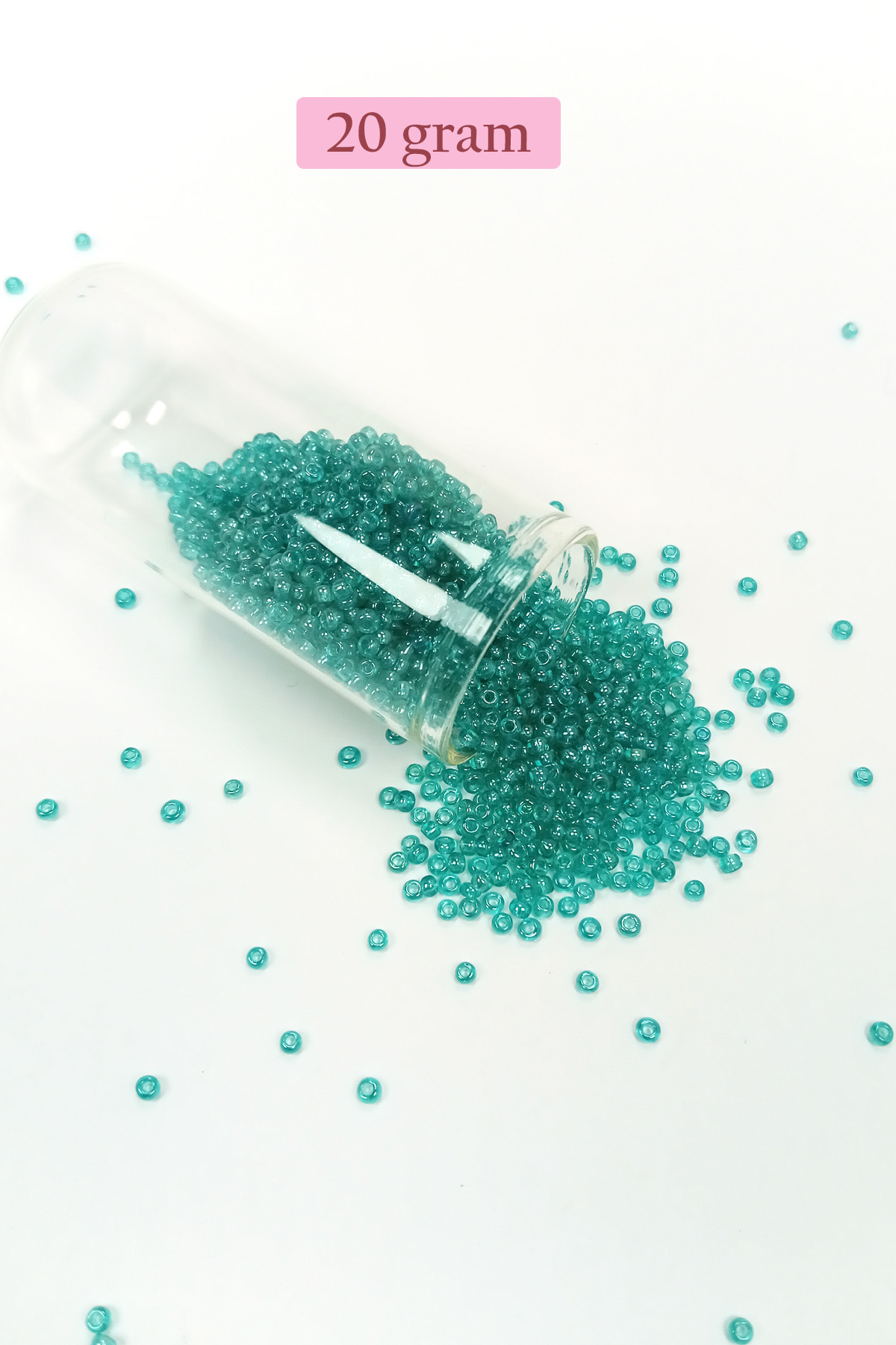 Dökme Cam Kum Boncuk (11/0) 2 mm - 20 Gram -  Şeffaf Yeşil - BNC0