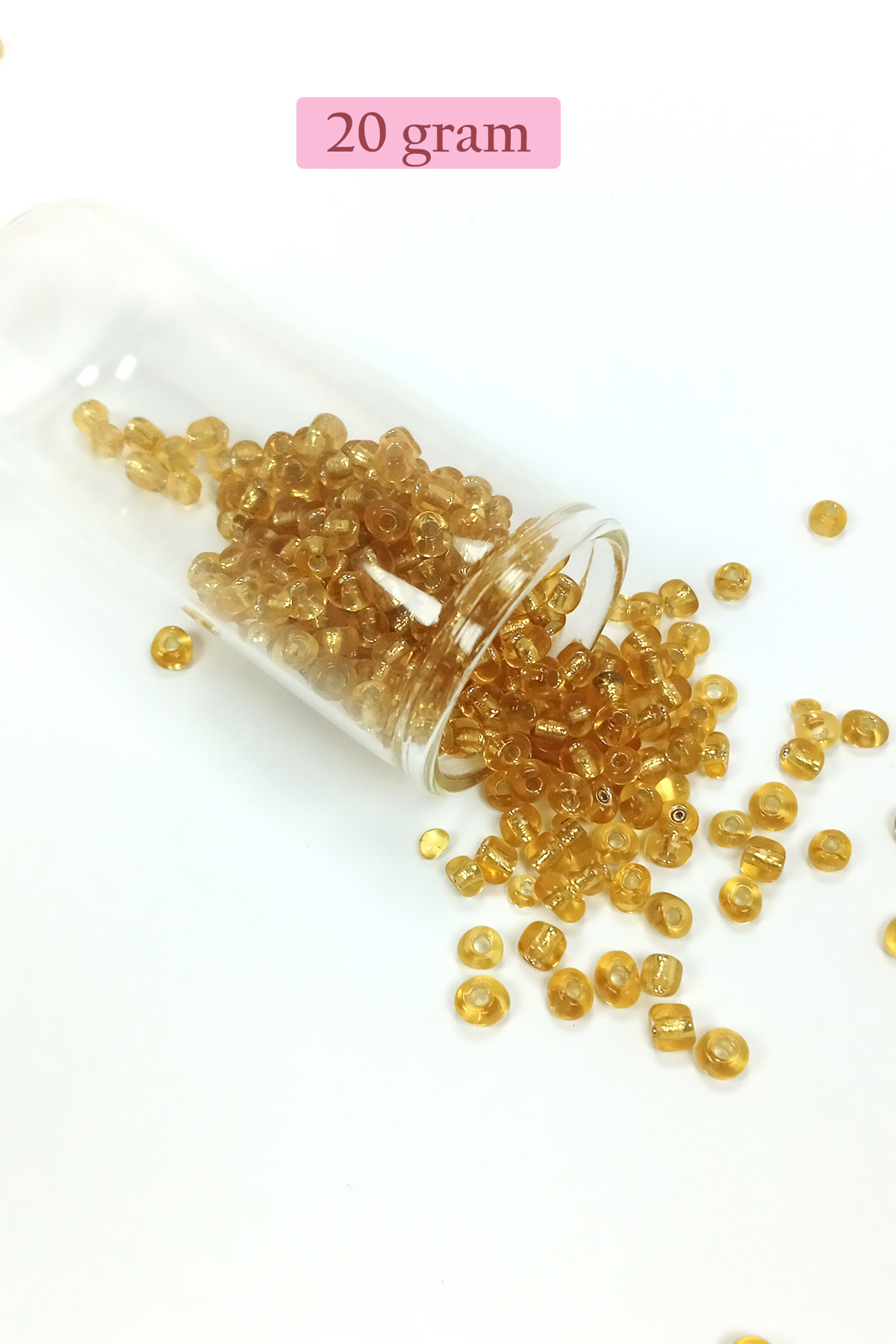 Dökme Cam Kum Boncuk Büyük Boy (6/0) 4 mm - 20 Gram - Şeffaf Bal 