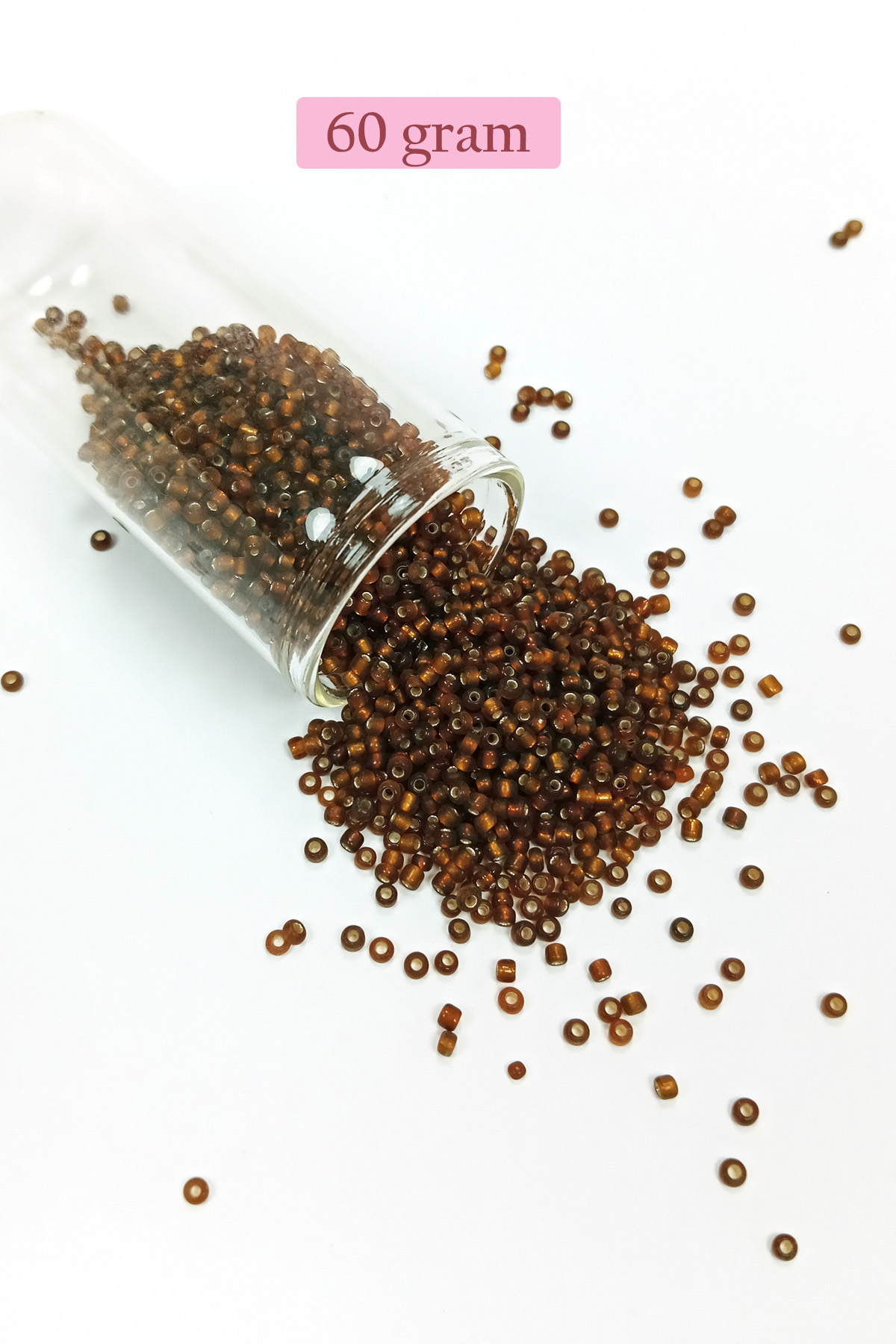 Dökme Cam Kum Boncuk (11/0) 2 mm - 60 Gram -  Çok Koyu Turuncu - 