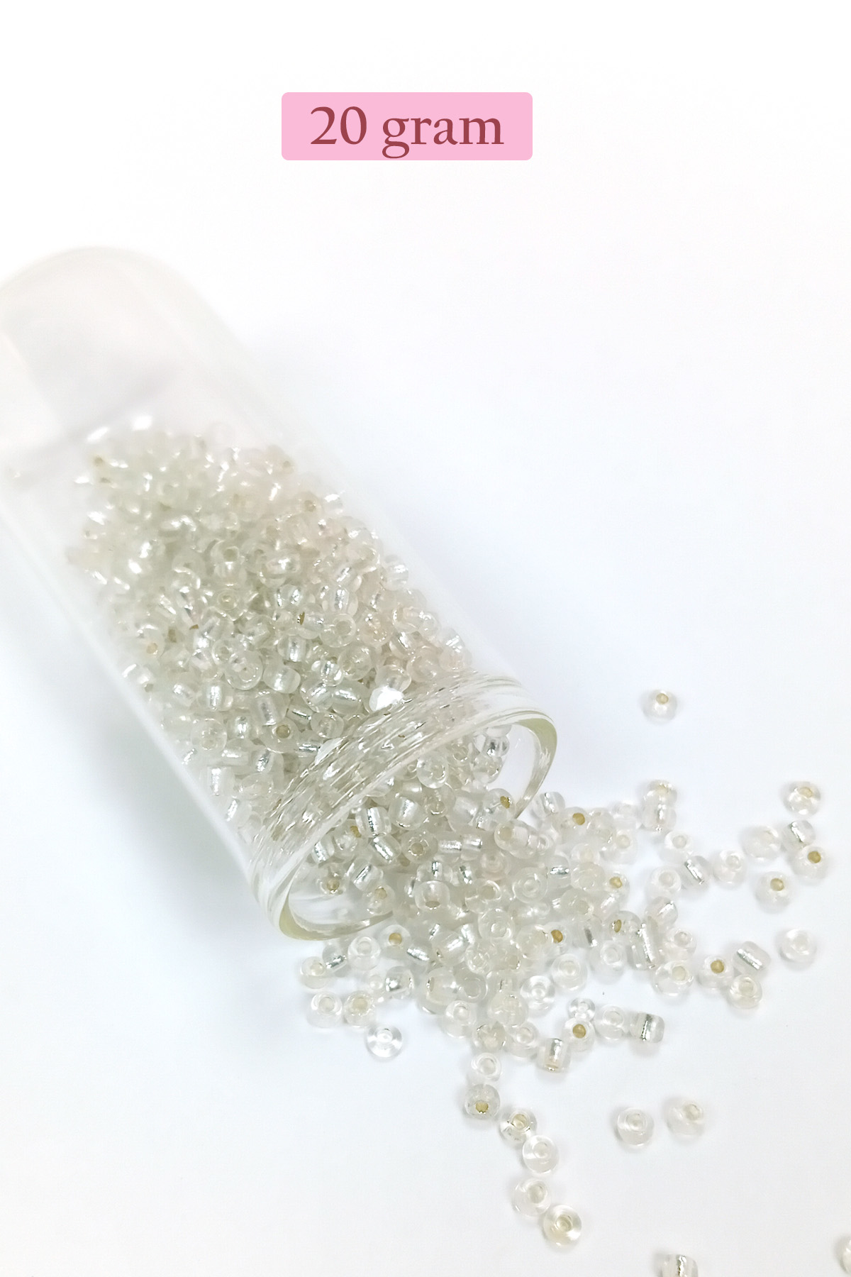 Just Cheap Store Dökme Cam Kum Boncuk (8/0) 3 Mm - 20 Gram - Şeffaf Gümüş - Bnc160