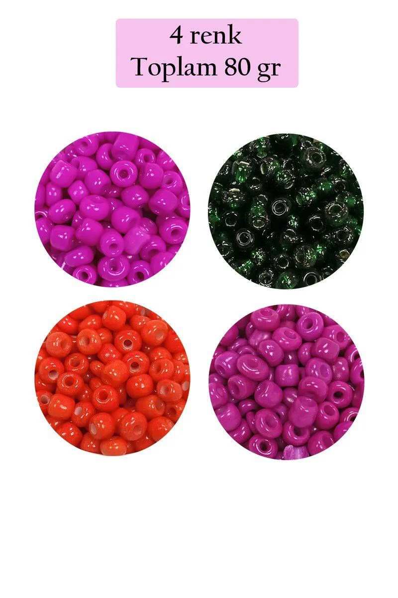 Dökme Cam Kum Boncuk 6/0 (4 mm) - 4 Renk 80 Gr - El Yapımı Takı ve Oya İçin Fiyatı, Yorumları ve Özellikleri