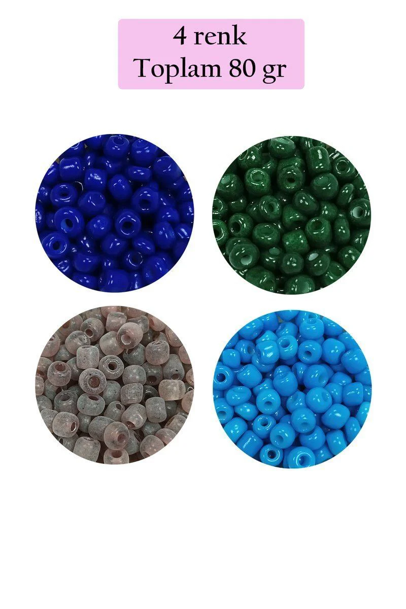 Dökme Cam Kum Boncuk 6/0 (4mm) - 4 Renk 80g - El Yapımı Takı ve Oya İçin Fiyatı, Yorumları ve Özellikleri