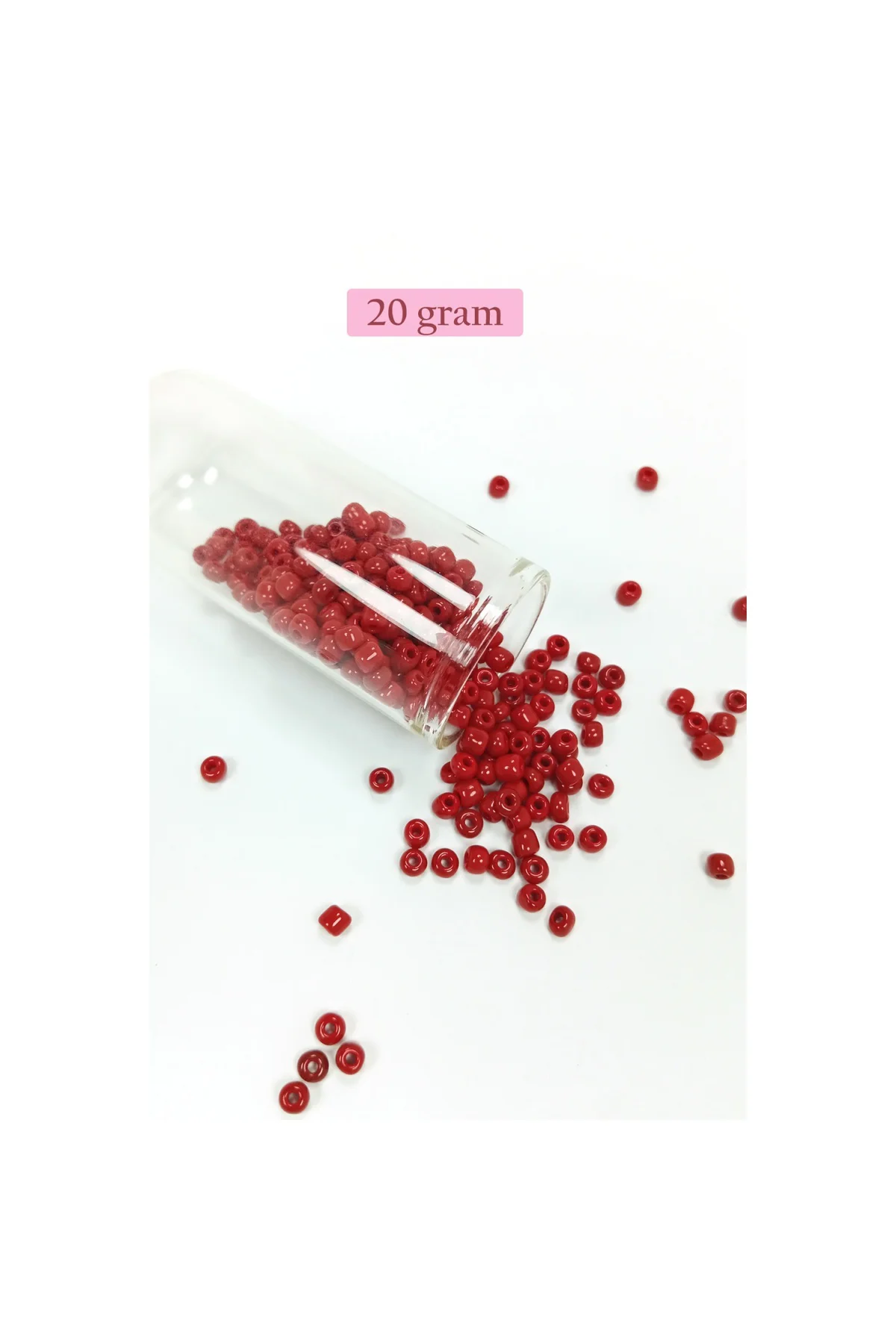 Dökme Cam Kum Boncuk Büyük Boy (6/0) 4 mm - 20 Gram - Koyu Kırmız