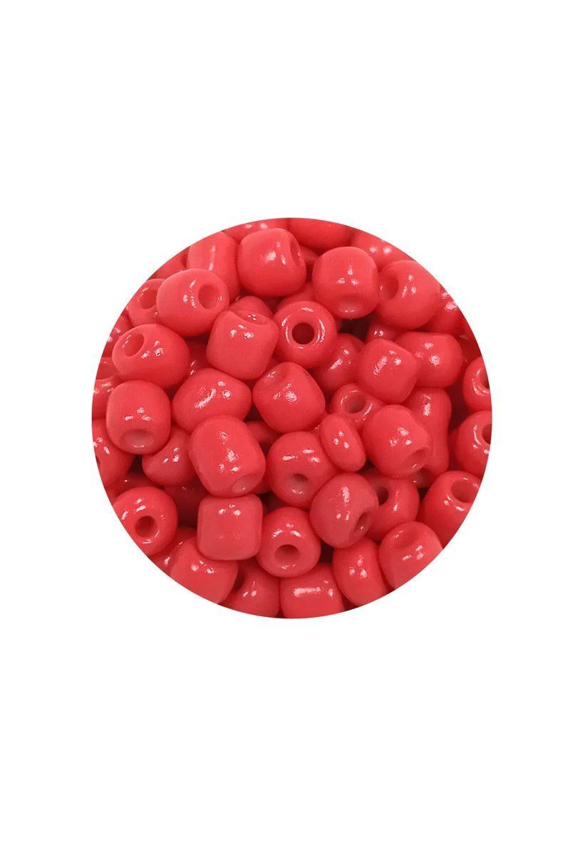 Dökme Cam Kum Boncuk 6/0 (4 mm) Açık Kırmızı - 20 Gram El Sanatları Boncuğu