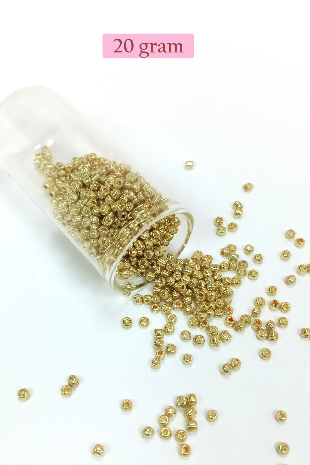 Dökme Cam Kum Boncuk (8/0) 3 mm - 20 Gram - Altın Rengi - BNC144