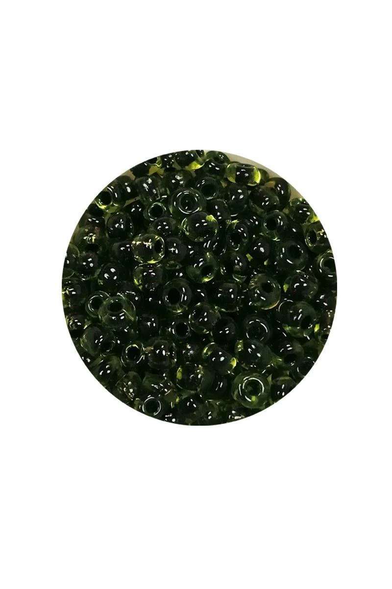 Dökme Cam Kum Boncuk 8/0 – 3 mm Şeffaf Yeşil Siyah 20 Gram, El İşleri ve Takı Yapımı İçin
