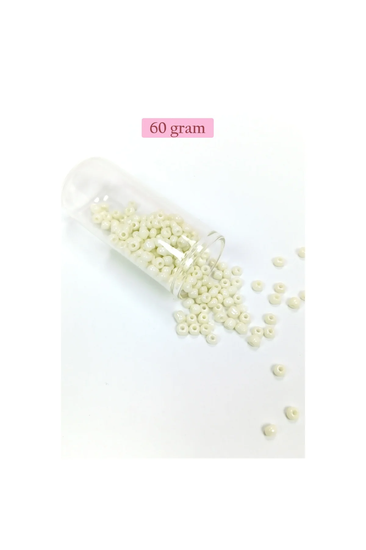 Dökme Cam Kum Boncuk Büyük Boy (6/0) 4 mm - 20 Gram - Krem - BNC7