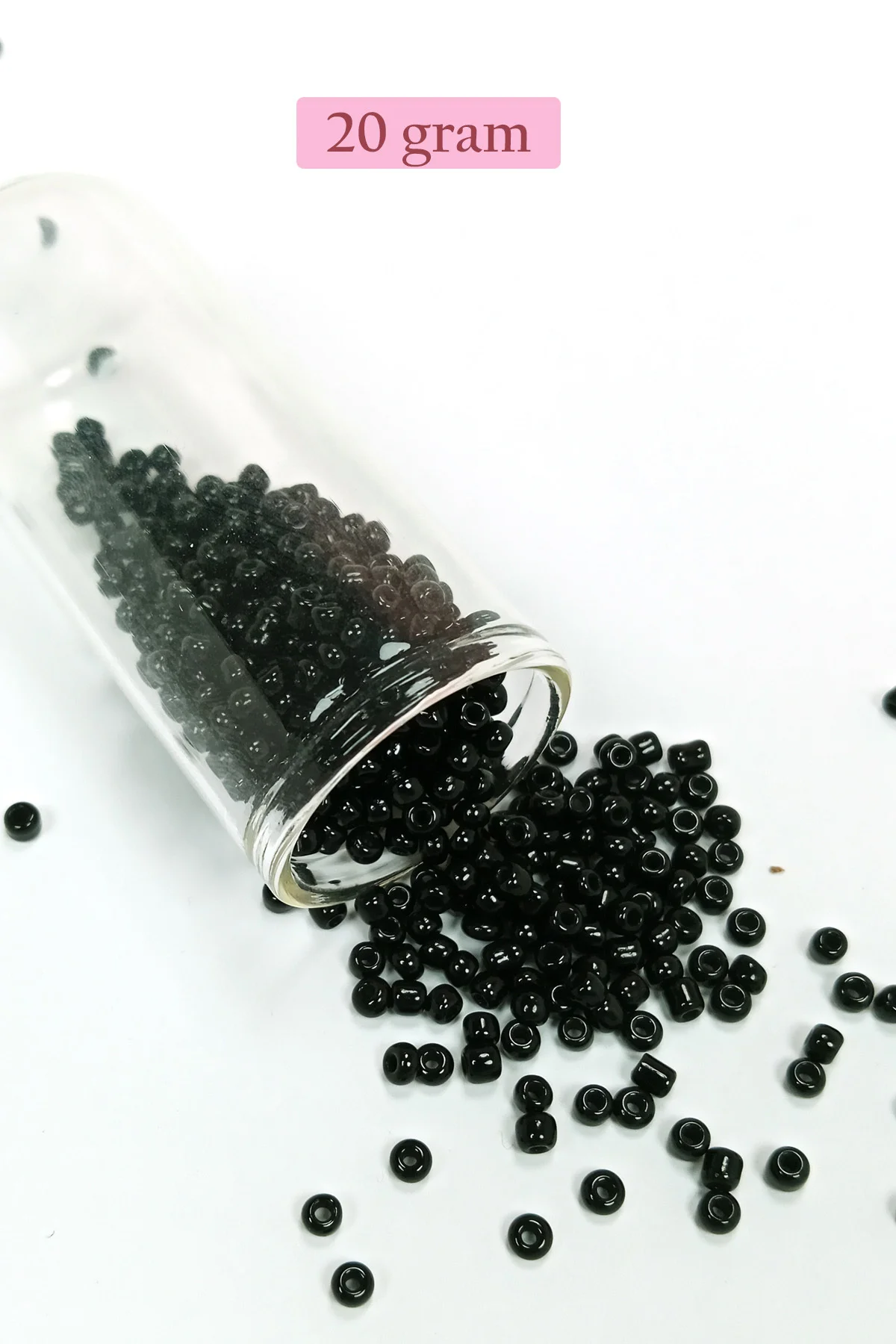 Dökme Cam Kum Boncuk (8/0) 3 mm - 20 Gram - Parlak Siyah - BNC170
