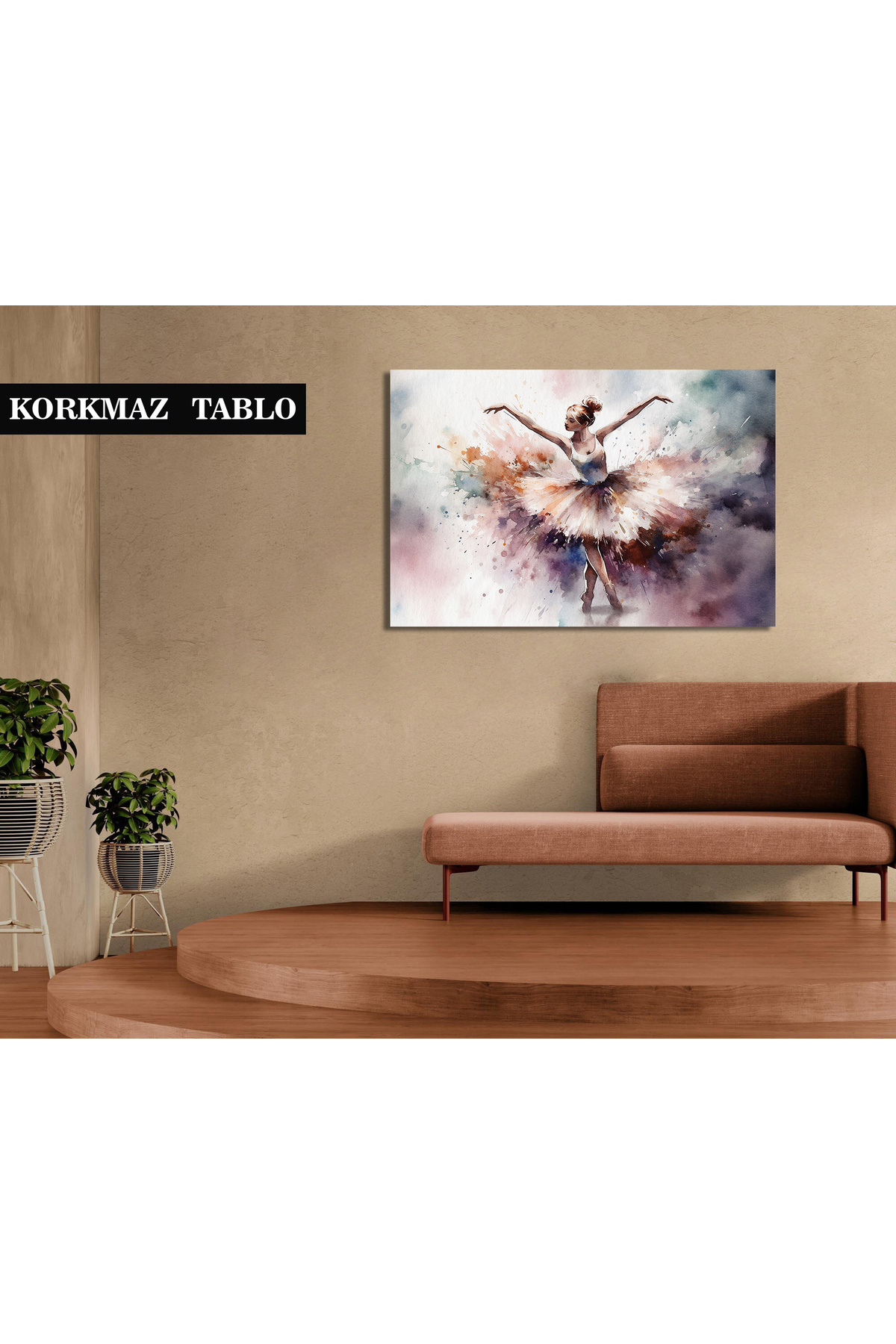Dokulu kağıda suluboya ile boyanmış balerin dansı.Kanvas Tablo