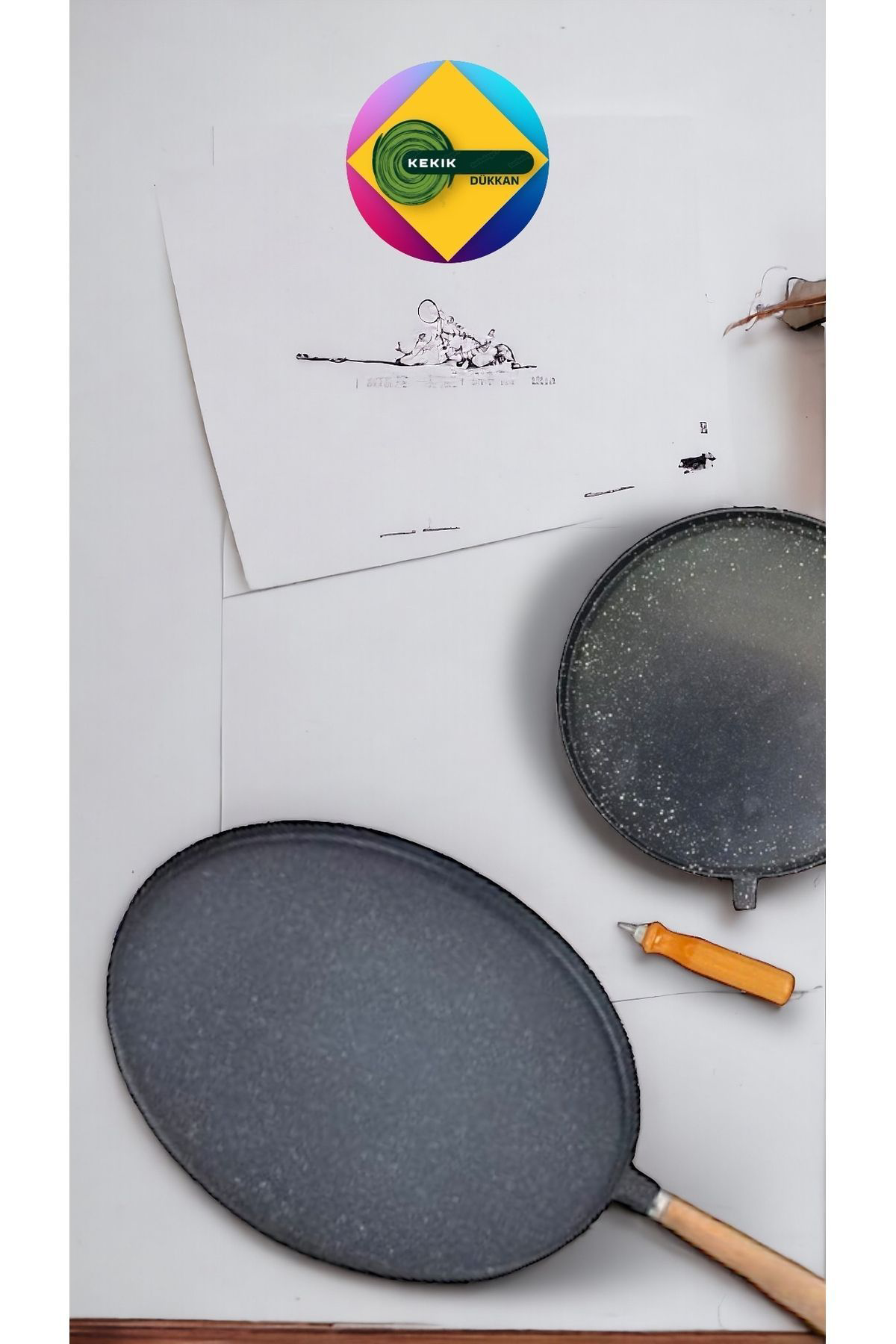 Kekikdükkan Döküm Granit 36Cm Et&Balik İzgara Tava