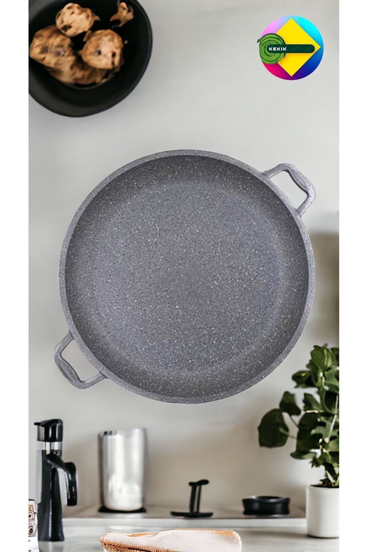 Kekikdükkan Döküm Granit 36Cm Kavurma&Bazlama Tavası