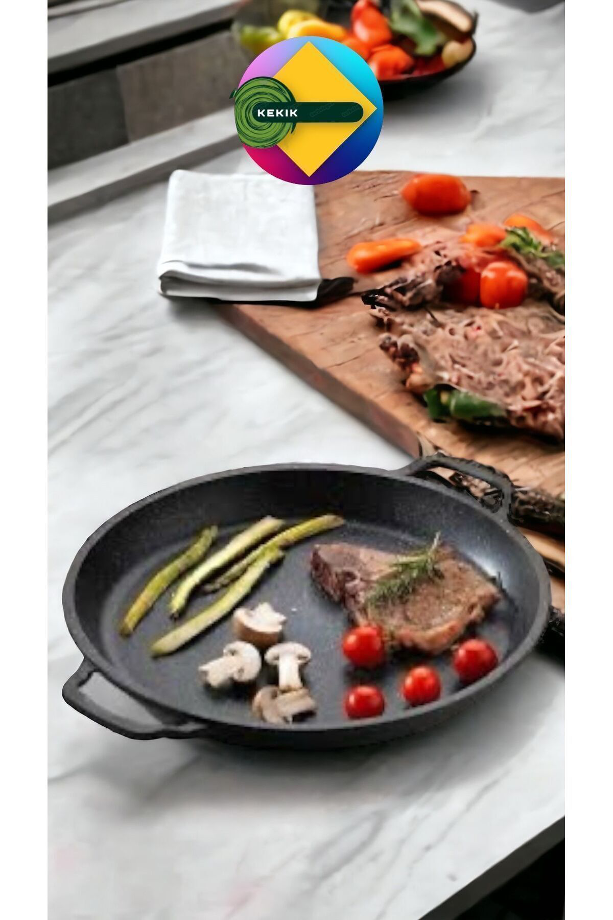 Kekikdükkan Döküm Granit 36Cm Et&Balik İzgara